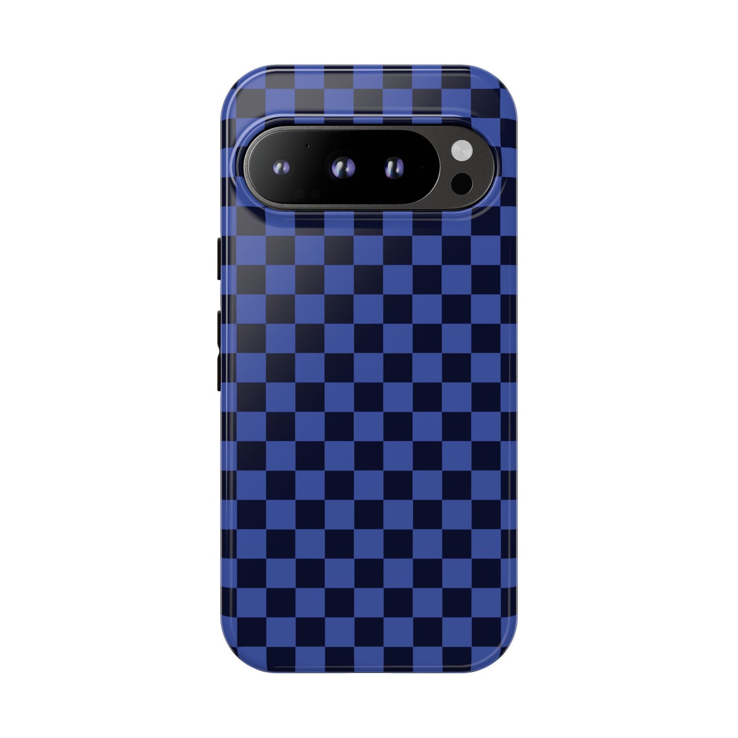 Google Pixel 9 Pro / Glossy Phone Case - ’Bold Blue Checkered Pattern’ Phone Case