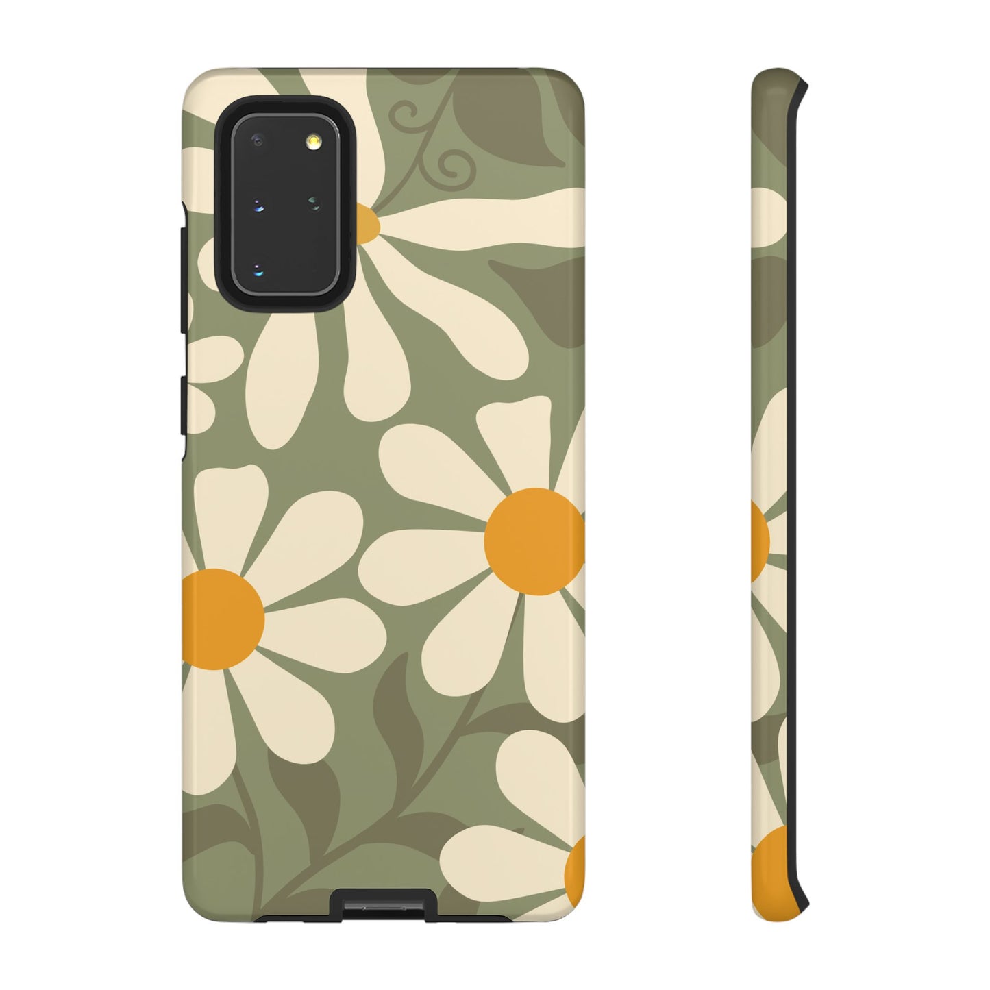 Samsung Galaxy S20+ / Glossy Phone Case - ’Retro Green Daisy Pattern #2’ Phone Case