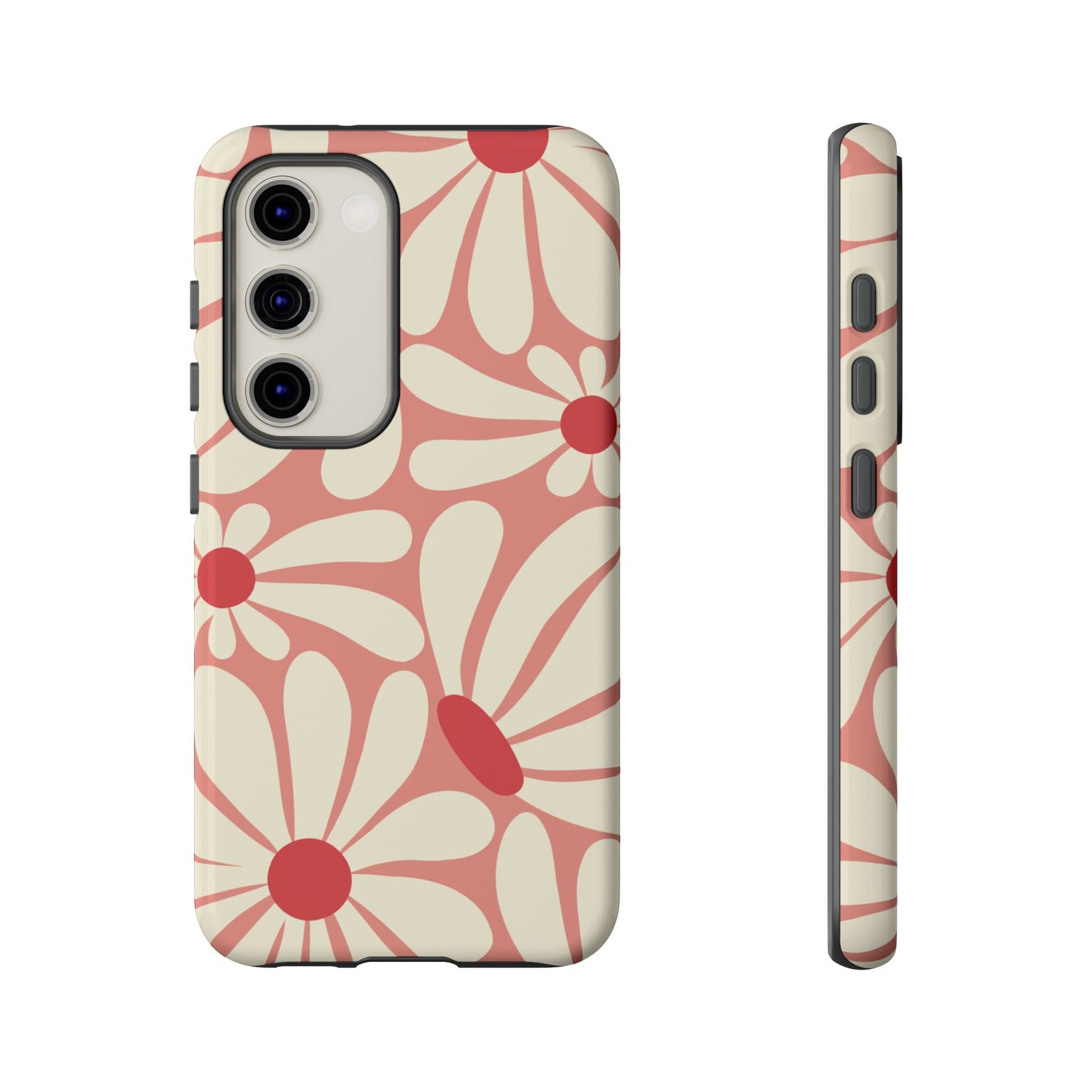 Samsung Galaxy S23 / Glossy Phone Case - ’Retro Pink Daisy Pattern’ Phone Case