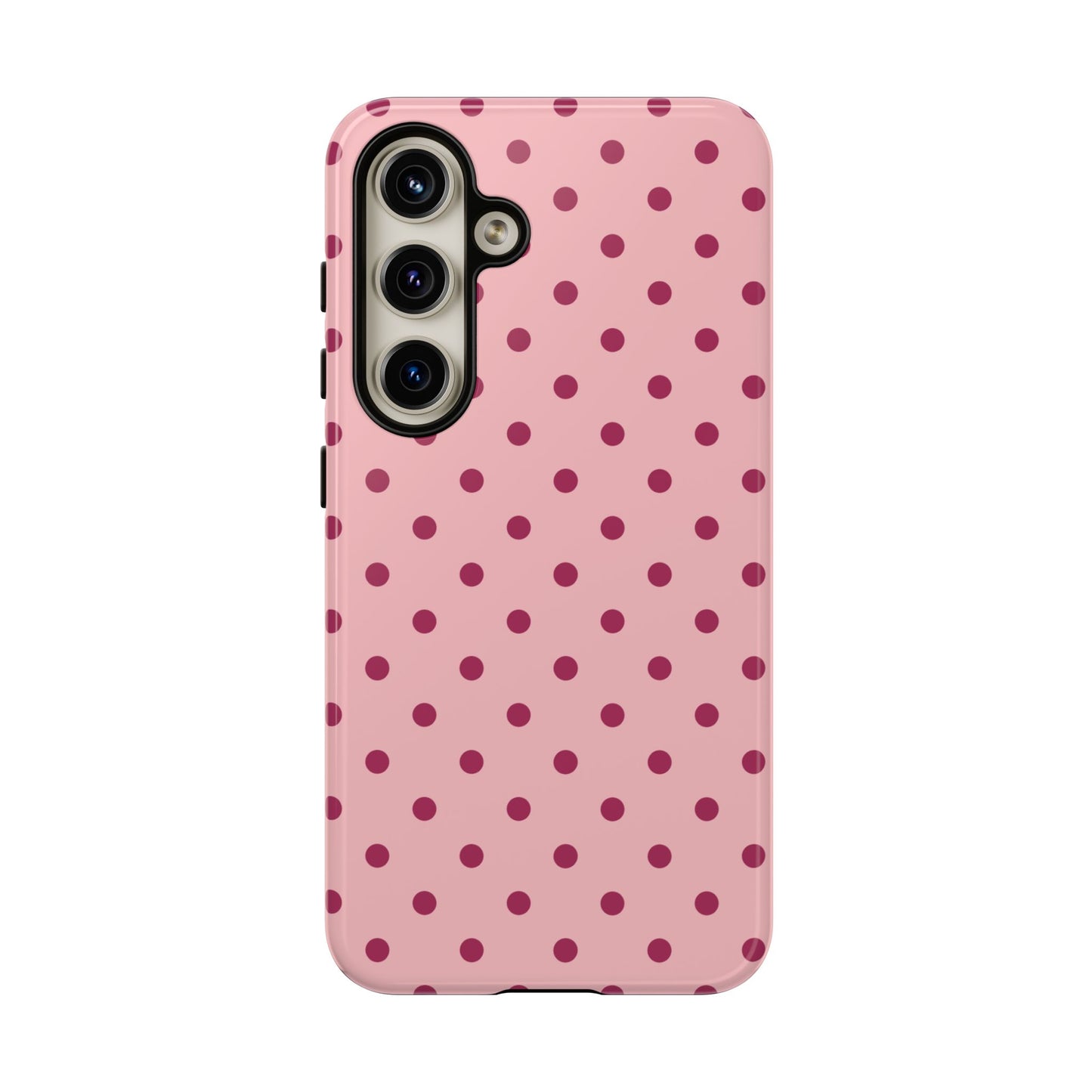 Samsung Galaxy S24 / Glossy Phone Case - ’Pink with Red Dot Pattern’ Phone Case