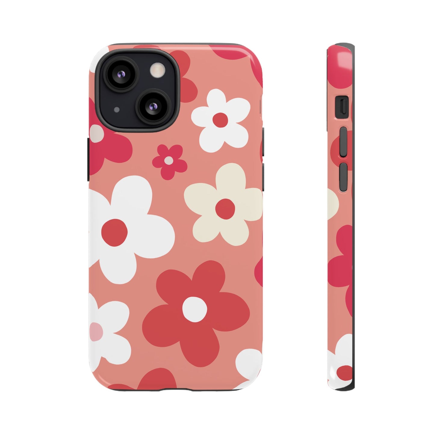 iPhone 13 Mini / Glossy Phone Case - ’Pink Daisy Pattern’ Phone Case