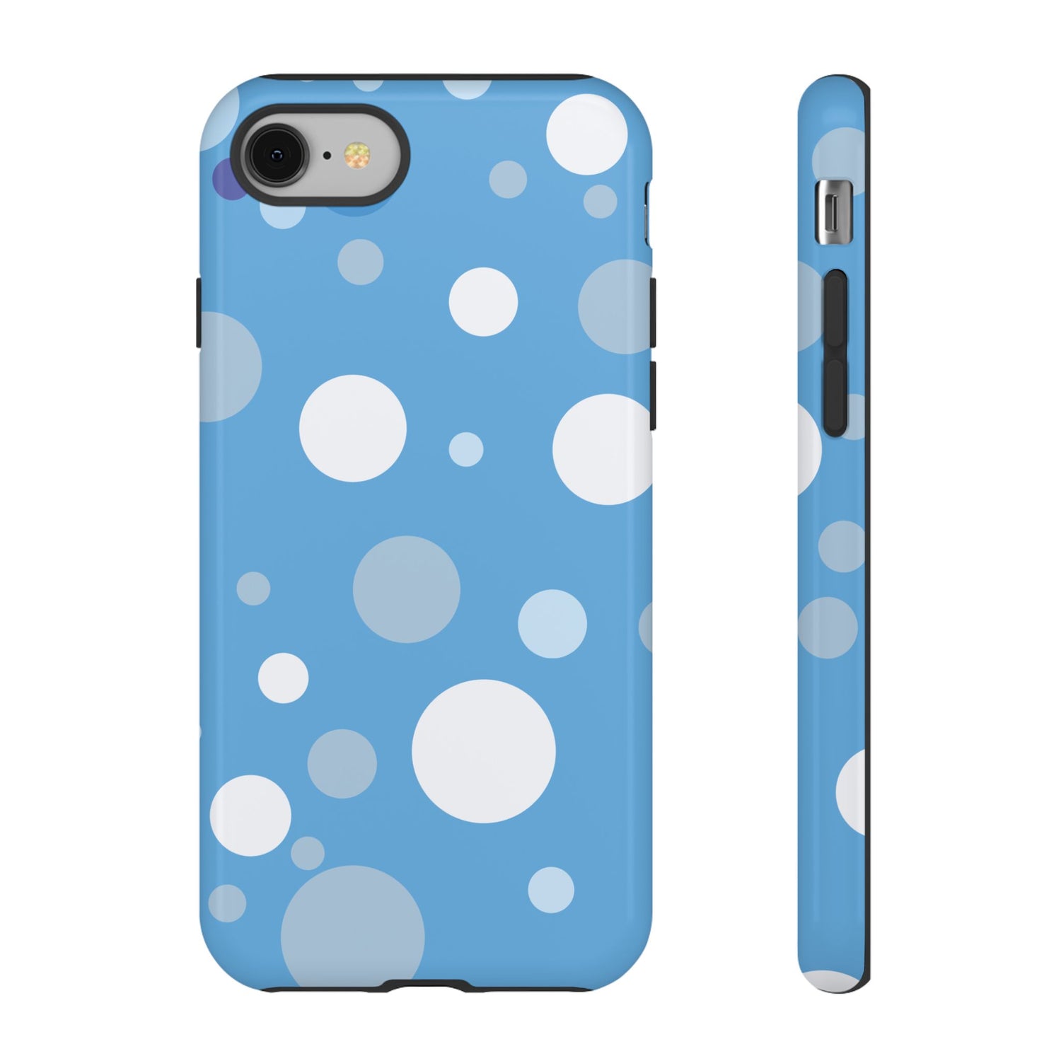 iPhone 8 / Glossy Phone Case - ’Bold Blue with White Dot Pattern’ Phone Case