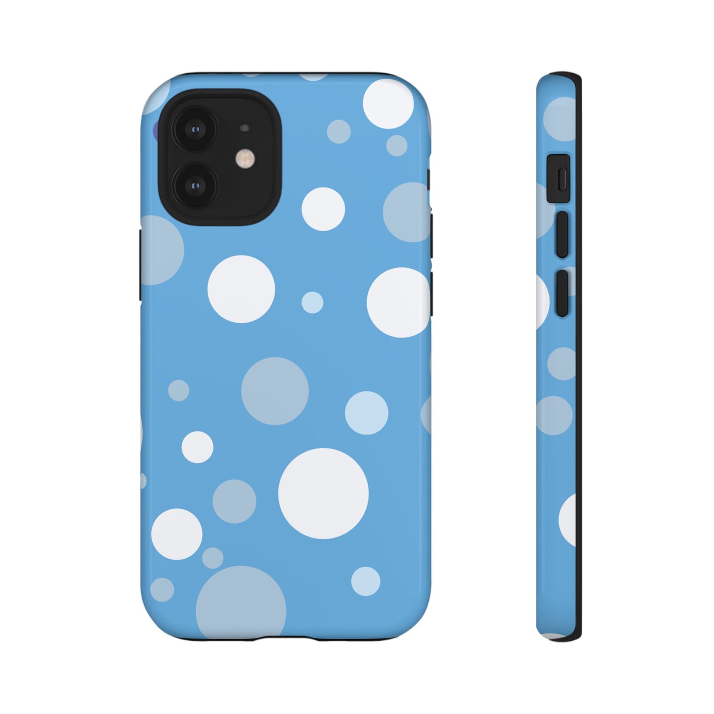 iPhone 12 Mini / Glossy Phone Case - ’Bold Blue with White Dot Pattern’ Phone Case