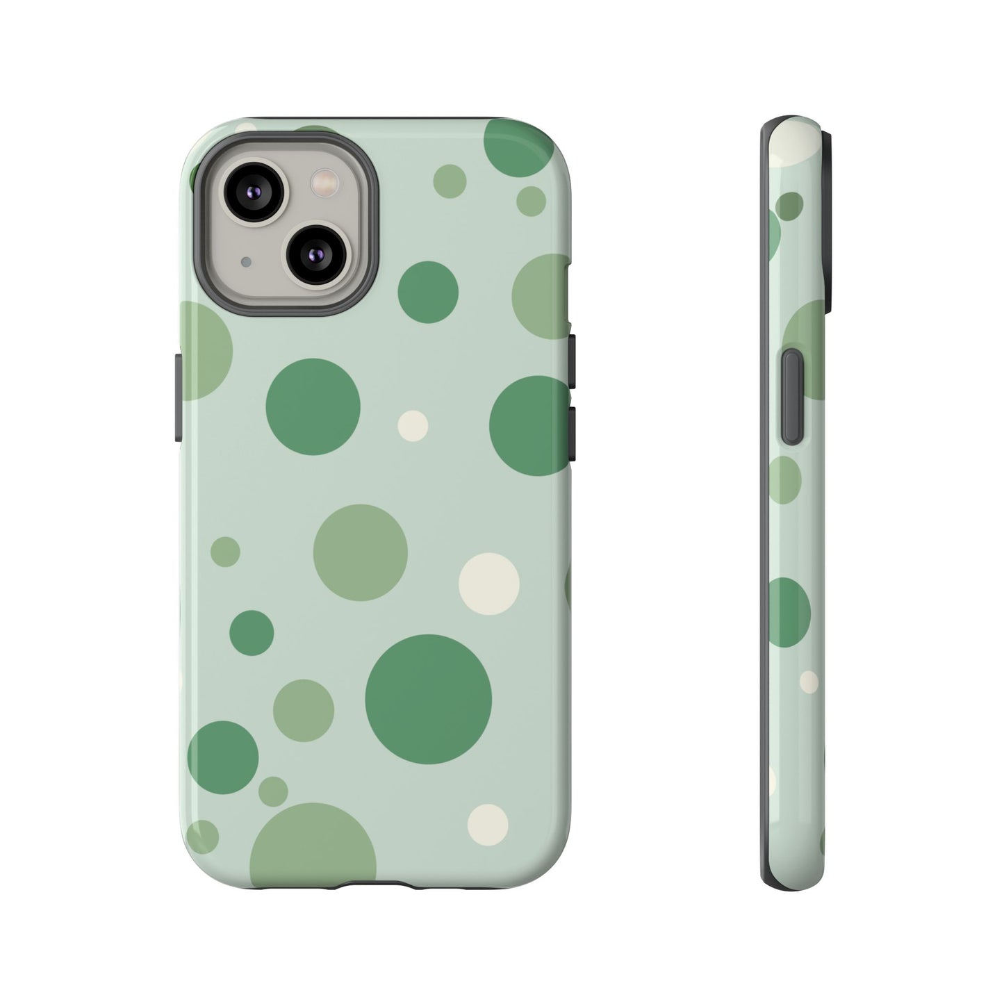 iPhone 14 / Glossy Phone Case - ’Bold Green Dot Pattern’ Phone Case