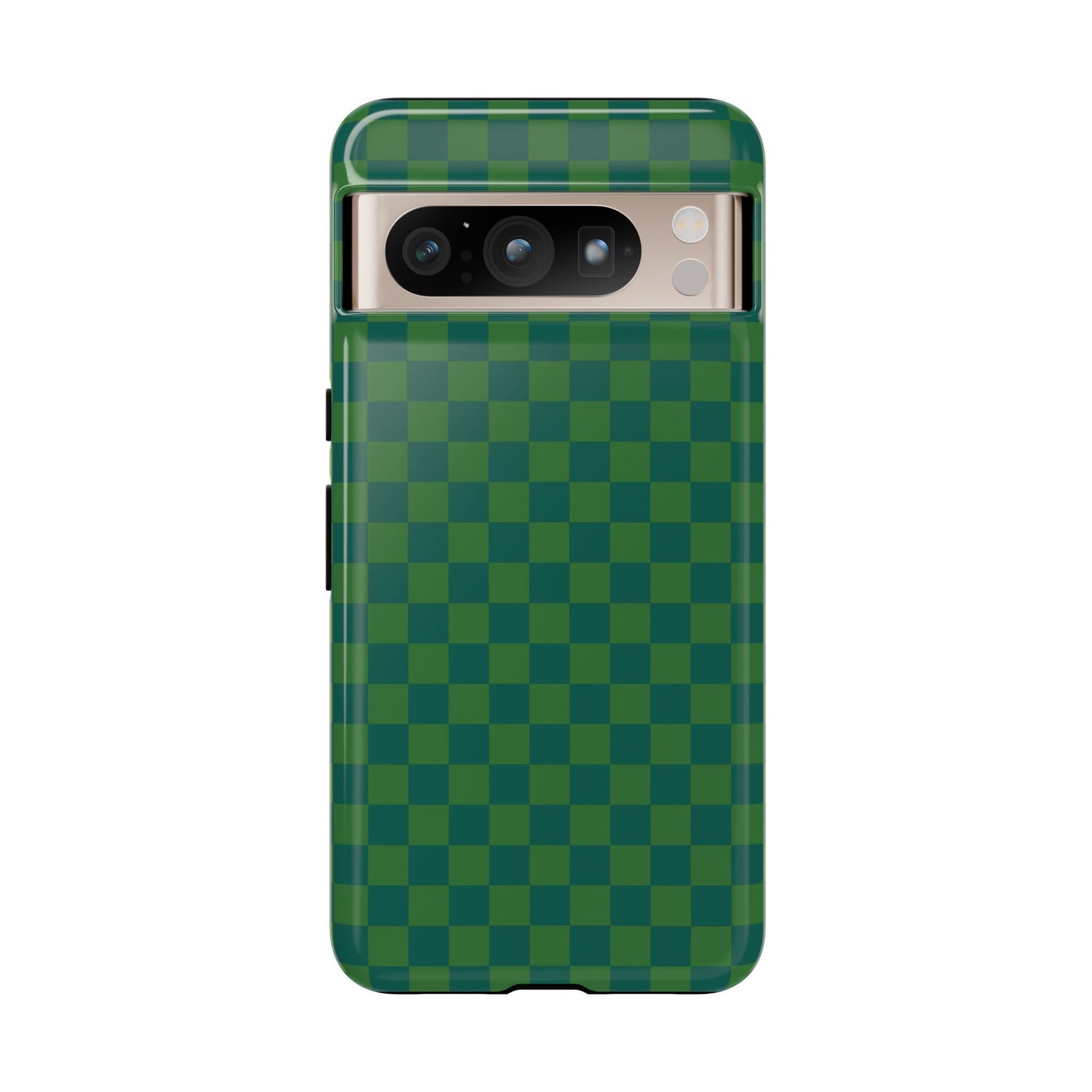 Google Pixel 8 Pro / Glossy Phone Case - ’Bold Green Checkered Pattern’ Phone Case
