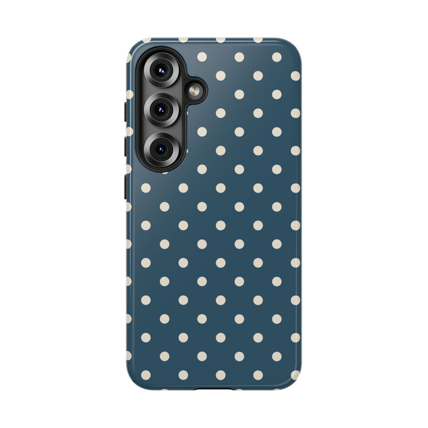 Samsung Galaxy S25 / Glossy Phone Case - ’Blue & White Dot Pattern’ Phone Case