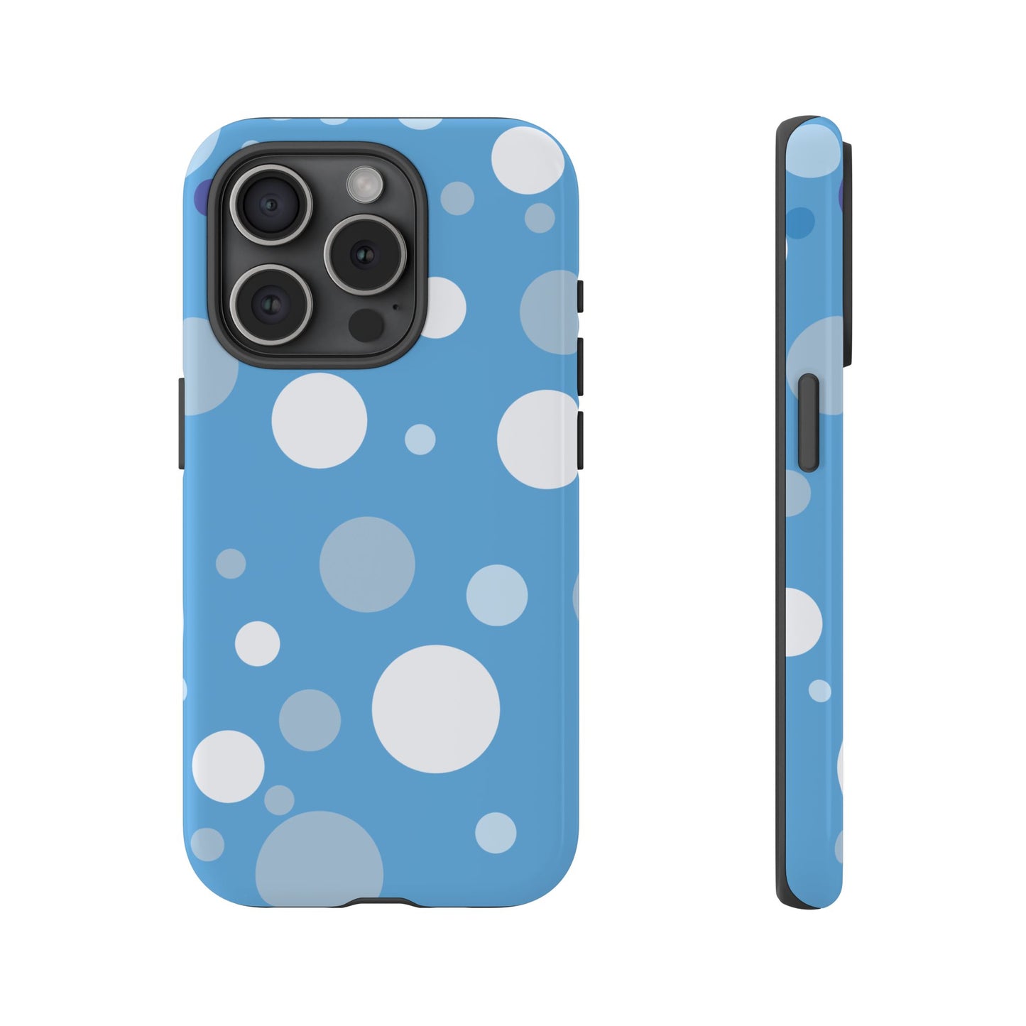 iPhone 15 Pro / Glossy Phone Case - ’Bold Blue with White Dot Pattern’ Phone Case
