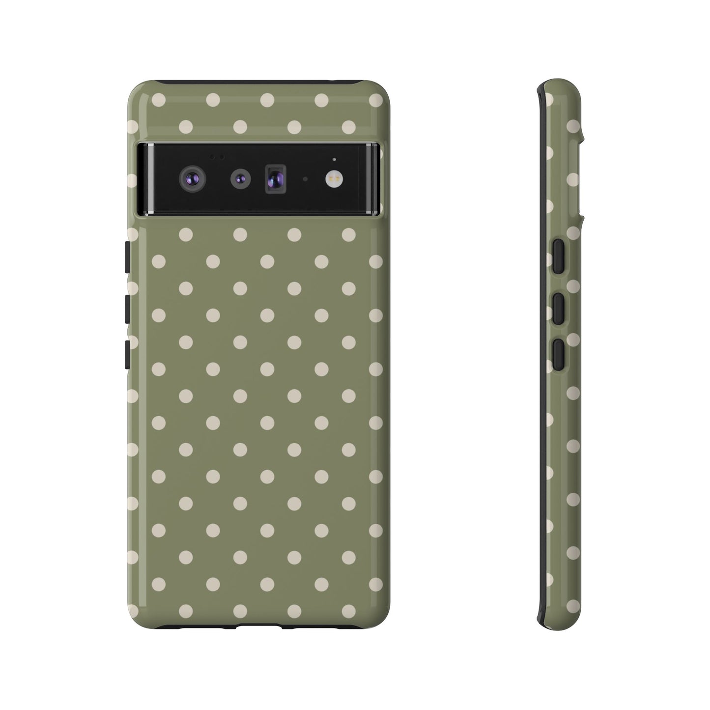 Google Pixel 6 Pro / Glossy Phone Case - ’Green & White Dot Pattern’ Phone Case