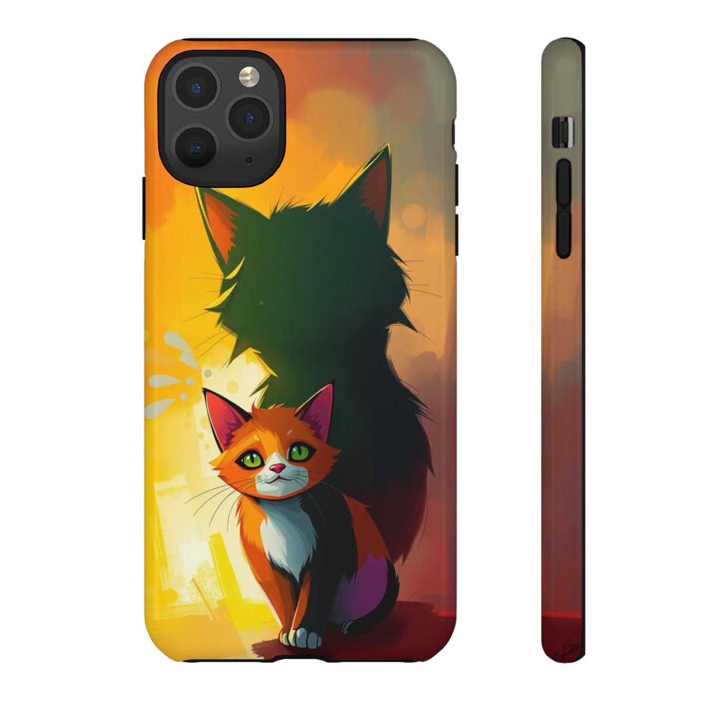 Acrylic Style Shadow Cat Design Phone Case