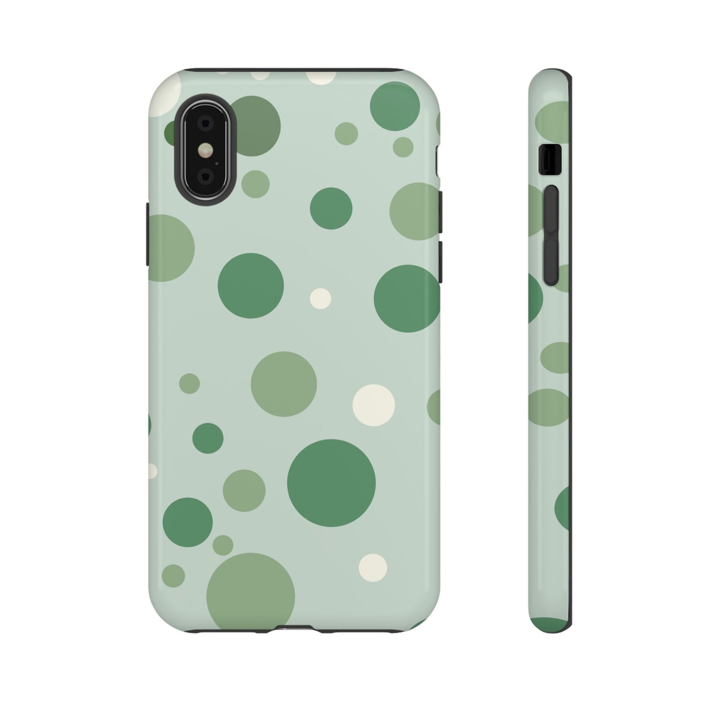 iPhone XS / Glossy Phone Case - ’Bold Green Dot Pattern’ Phone Case