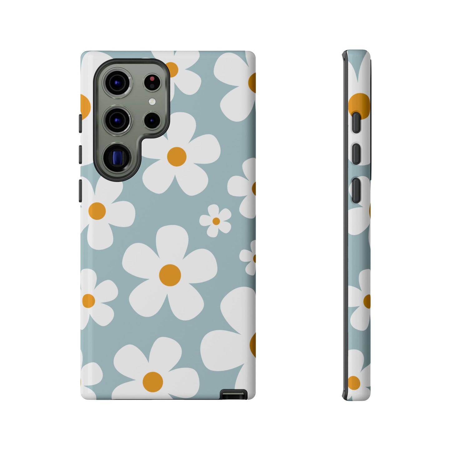 Samsung Galaxy S23 Ultra / Glossy Phone Case - ’Blue Daisy Pattern’ Phone Case