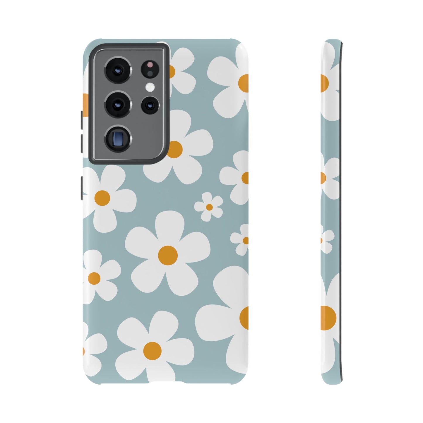 Samsung Galaxy S21 Ultra / Glossy Phone Case - ’Blue Daisy Pattern’ Phone Case