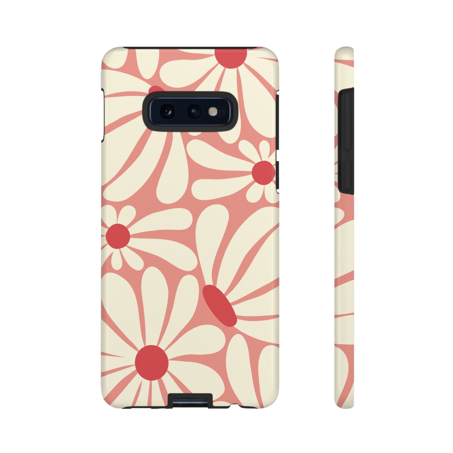 Samsung Galaxy S10E / Glossy Phone Case - ’Retro Pink Daisy Pattern’ Phone Case