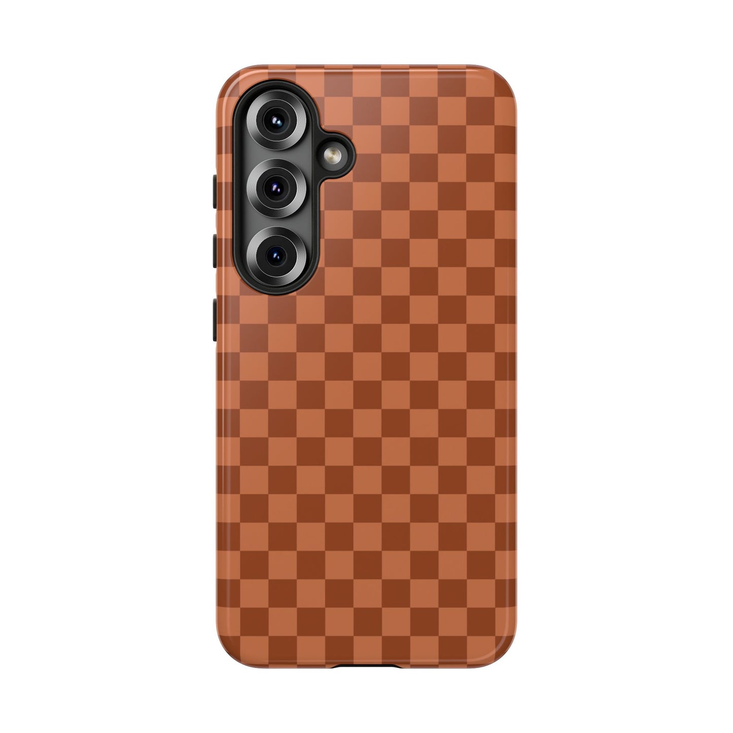 Samsung Galaxy S25 / Glossy Phone Case - ’Bold Brown Checkered Pattern’ Phone Case