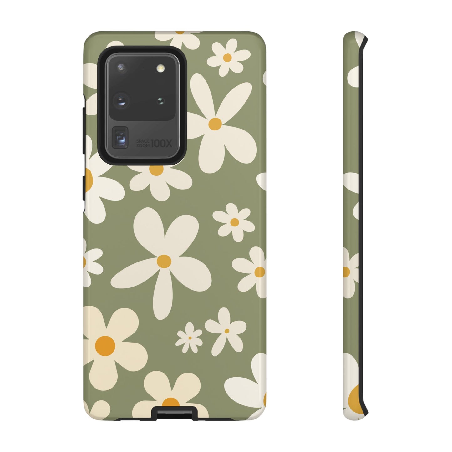 Samsung Galaxy S20 Ultra / Glossy Phone Case - ’Green Daisy Pattern’ Phone Case