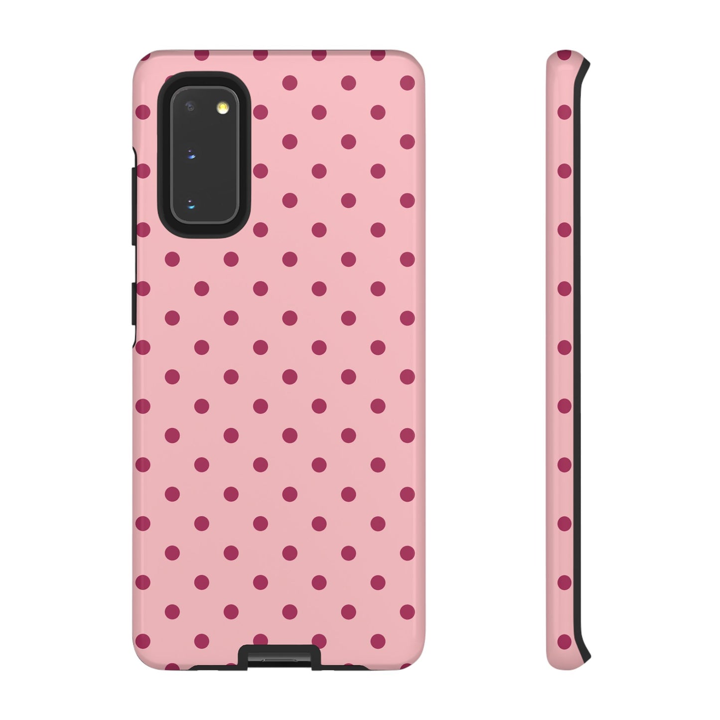 Samsung Galaxy S20 / Glossy Phone Case - ’Pink with Red Dot Pattern’ Phone Case