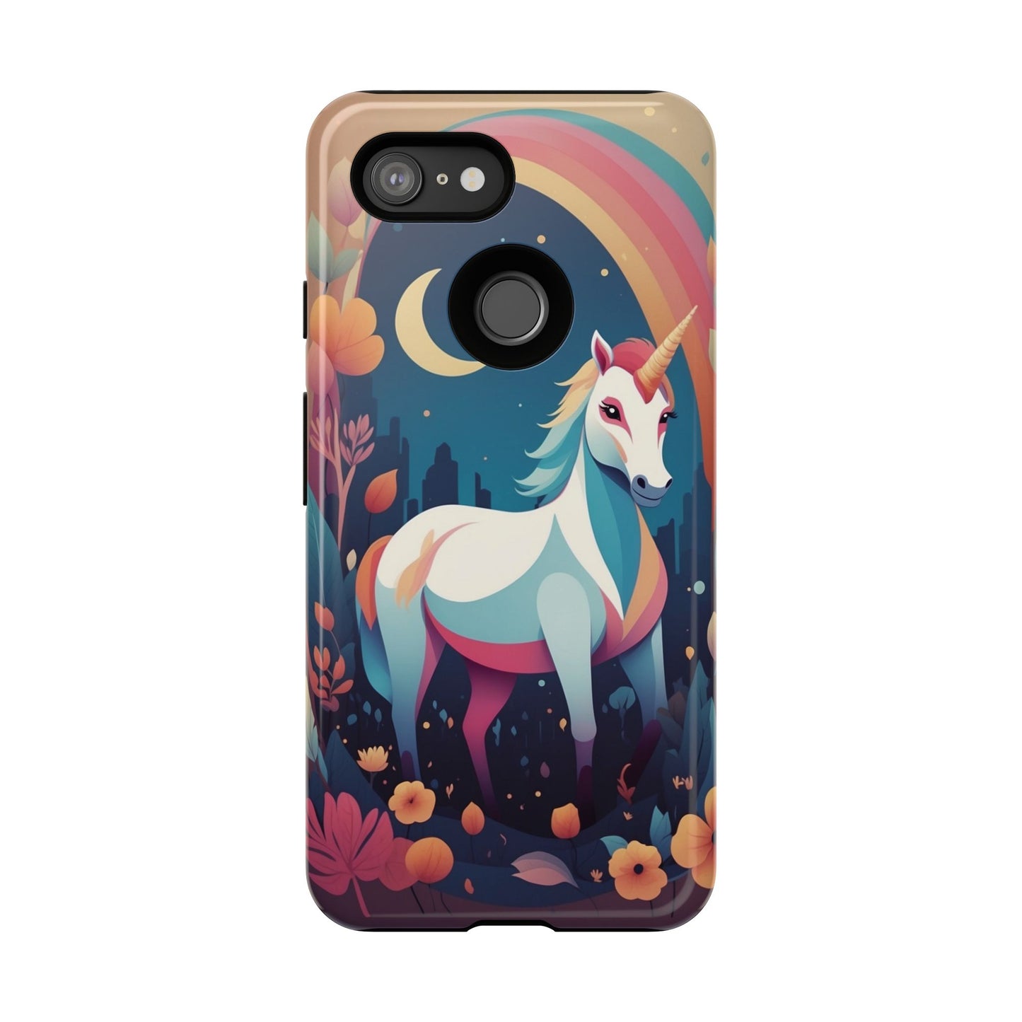 Stylised Unicorn & Rainbow Design Phone Case