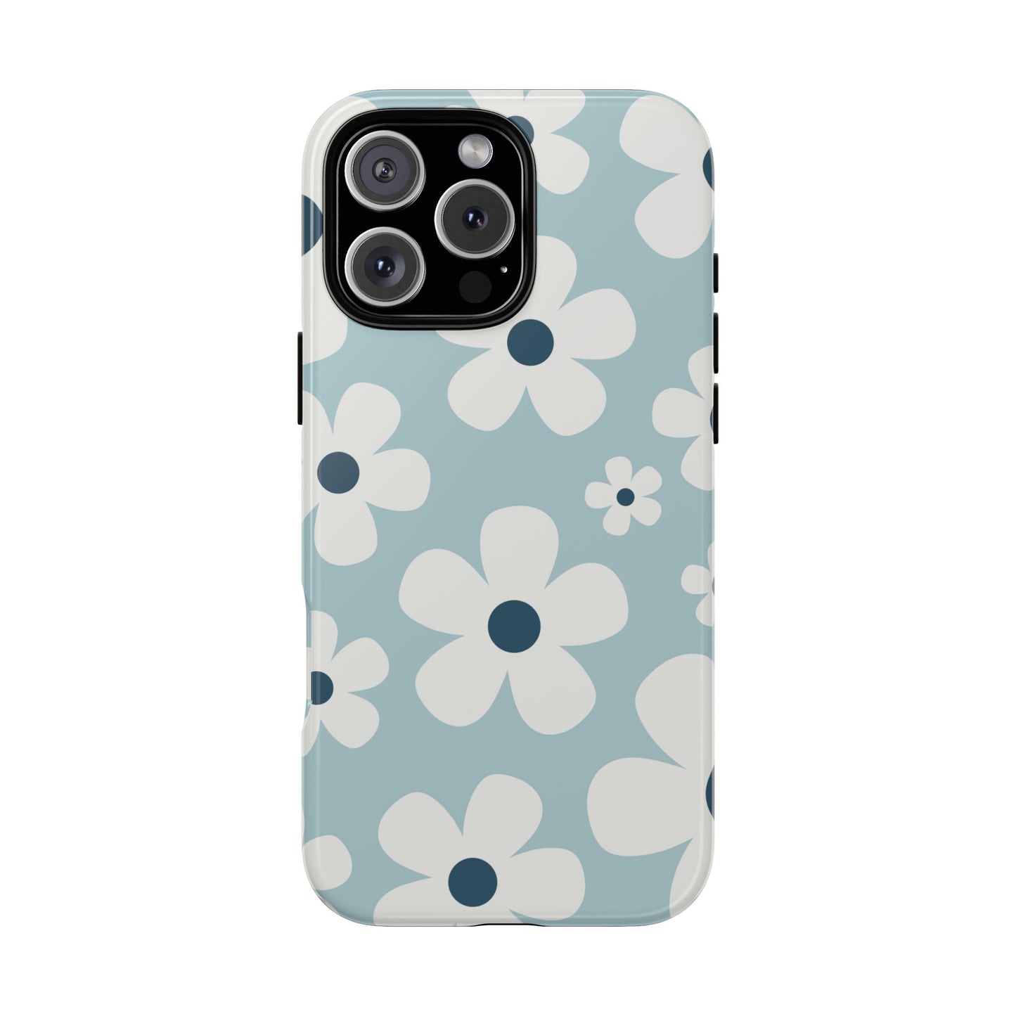 iPhone 16 Pro Max / Glossy Phone Case - Cute Light Blue Daisy Pattern Phone Case