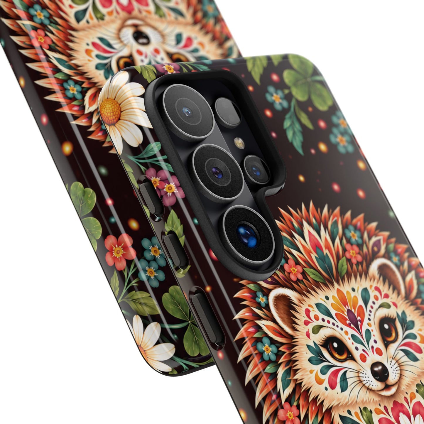 Vibrant Terracotta and Teal Calavera Hedgehog Phone Case - Multicolor Phone Case