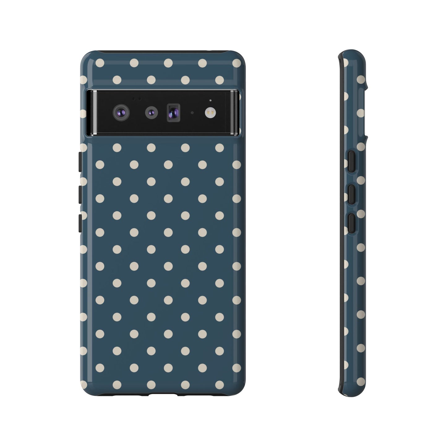 Google Pixel 6 Pro / Glossy Phone Case - ’Blue & White Dot Pattern’ Phone Case