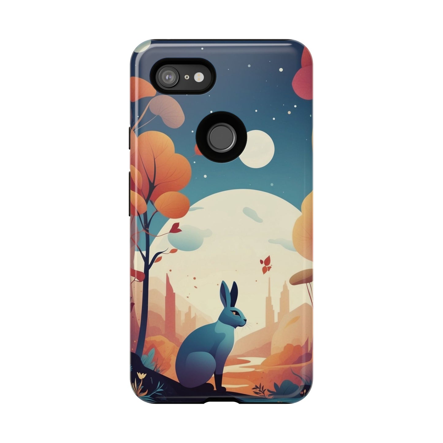 Stylised Blue Hare Design Phone Case
