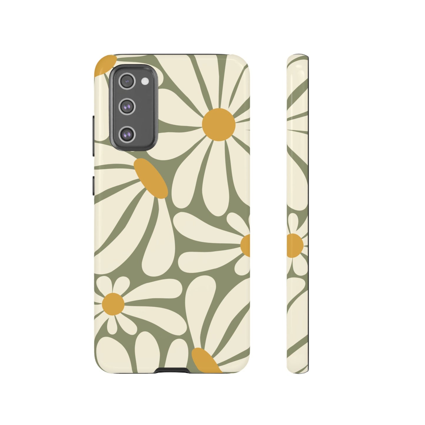 Samsung Galaxy S20 FE / Glossy Phone Case - ’Retro Green Daisy Pattern #1’ Phone Case