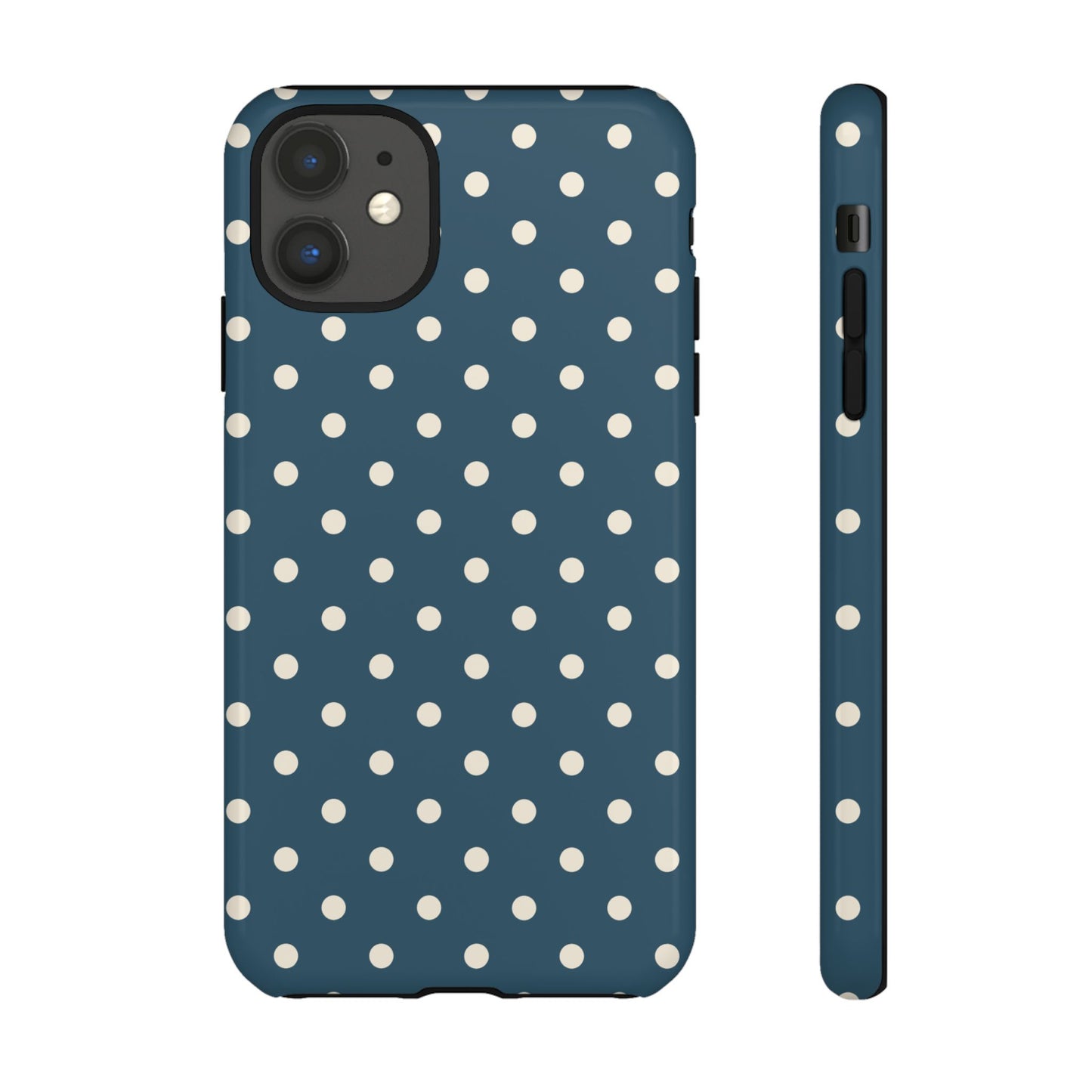 iPhone 11 / Glossy Phone Case - ’Blue & White Dot Pattern’ Phone Case