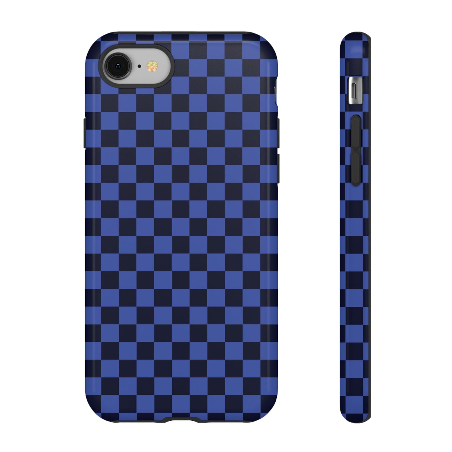 iPhone 8 / Glossy Phone Case - ’Bold Blue Checkered Pattern’ Phone Case