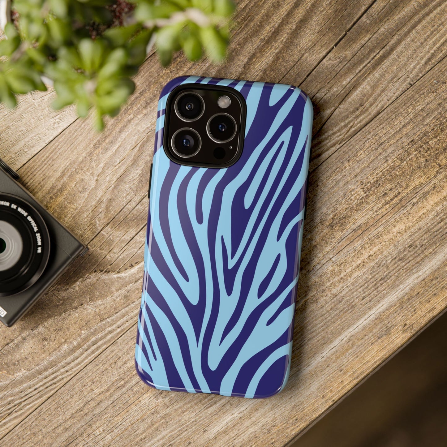 Boutique Sky Blue Tiger Print Phone Case