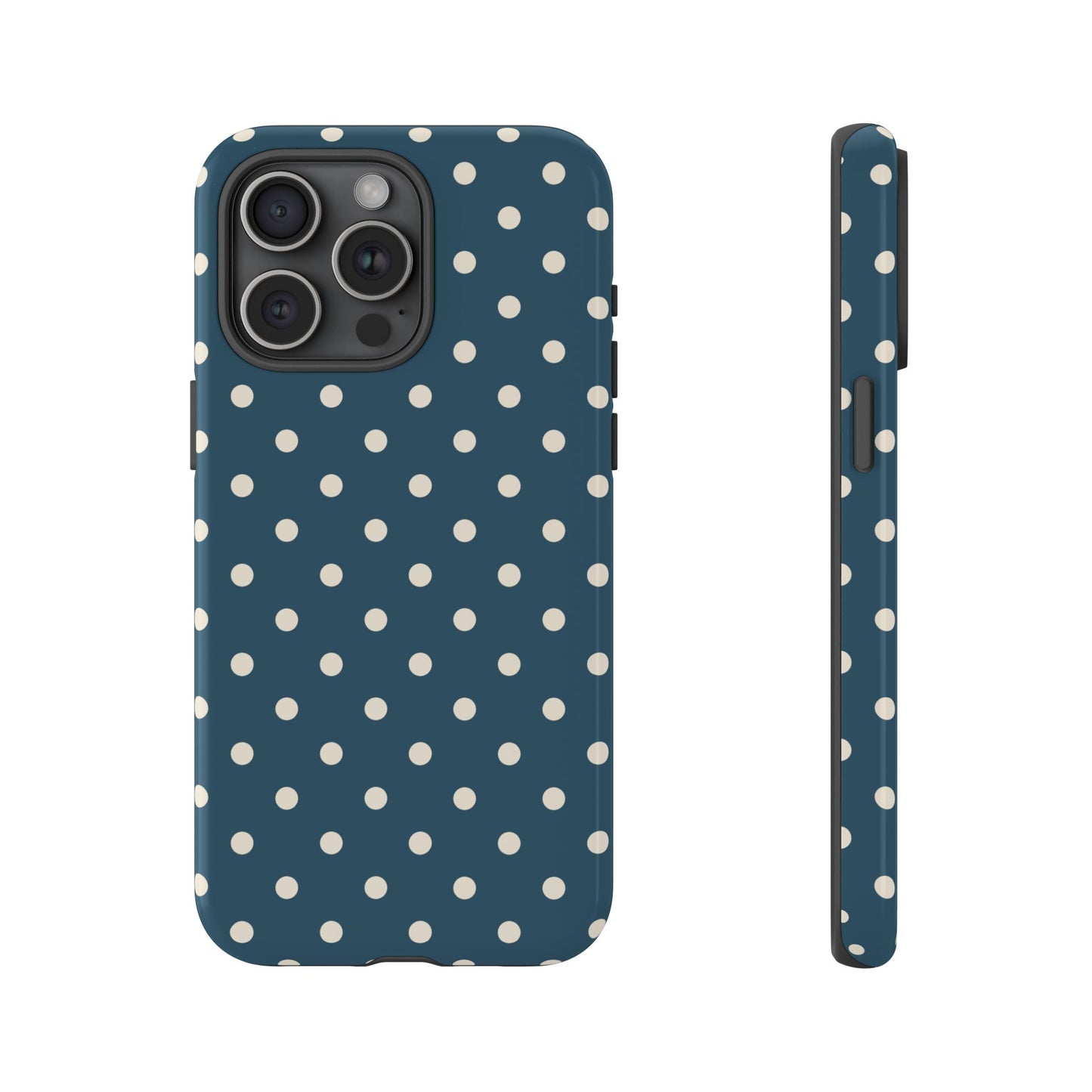 iPhone 15 Pro Max / Glossy Phone Case - ’Blue & White Dot Pattern’ Phone Case