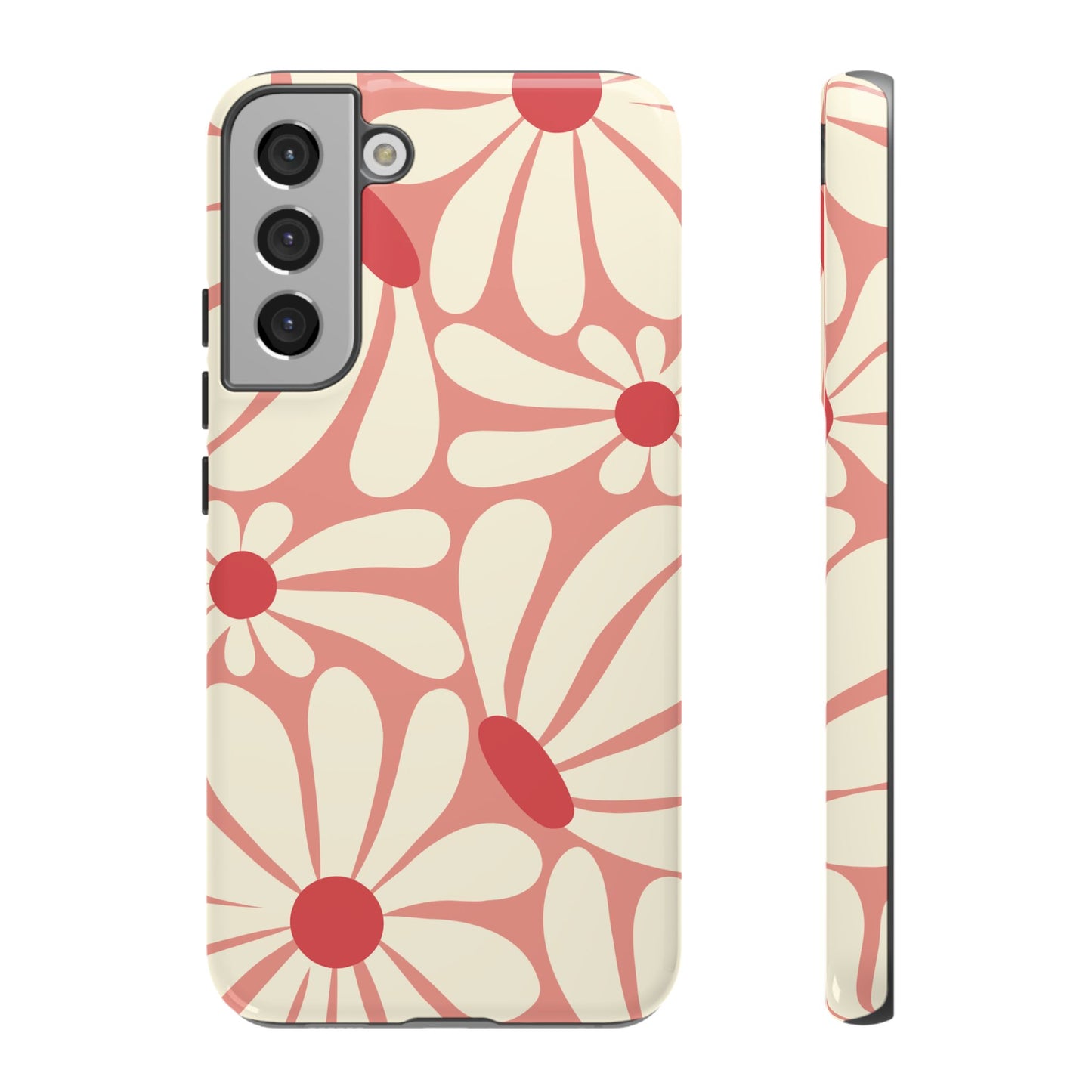 Samsung Galaxy S22 Plus / Glossy Phone Case - ’Retro Pink Daisy Pattern’ Phone Case