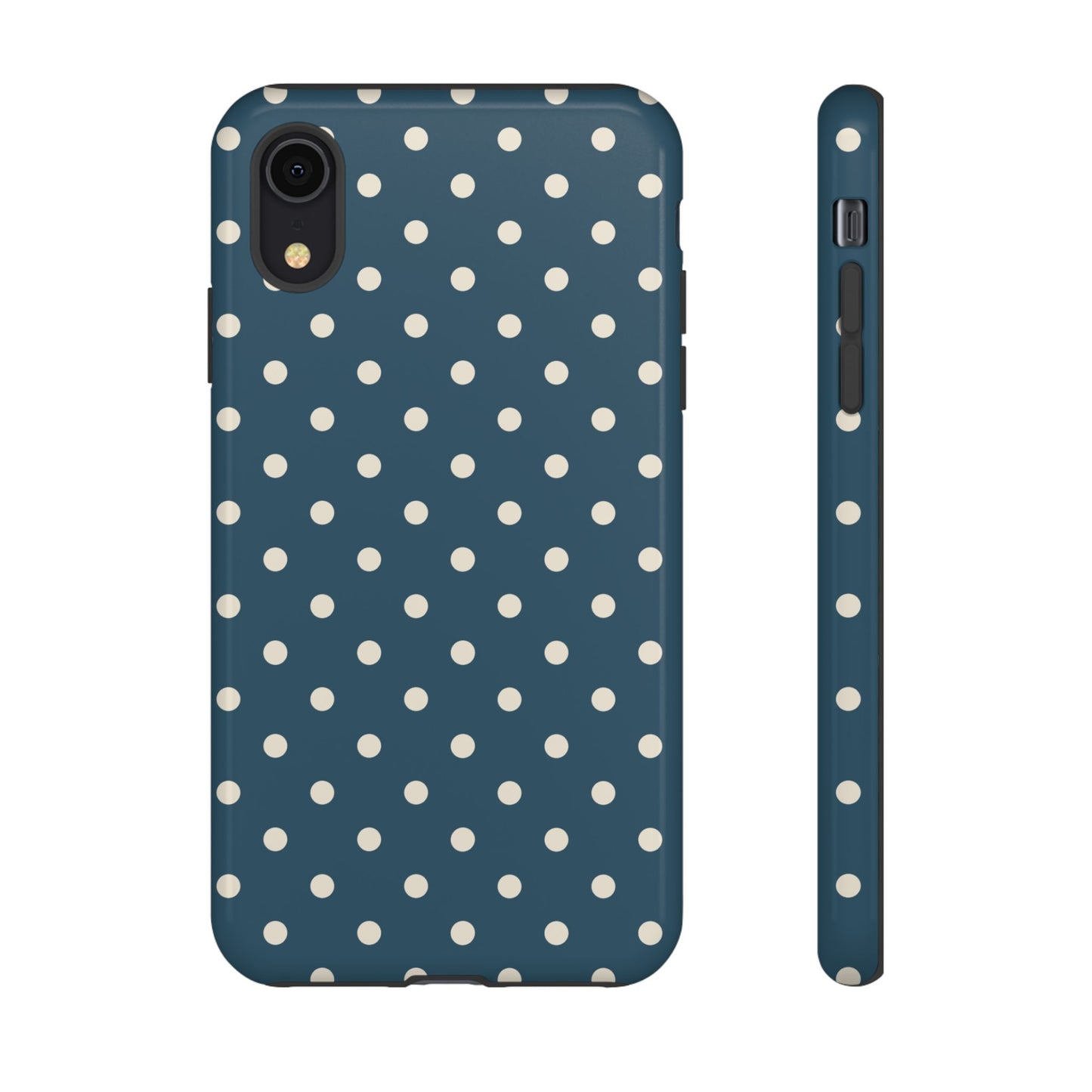 iPhone XR / Glossy Phone Case - ’Blue & White Dot Pattern’ Phone Case