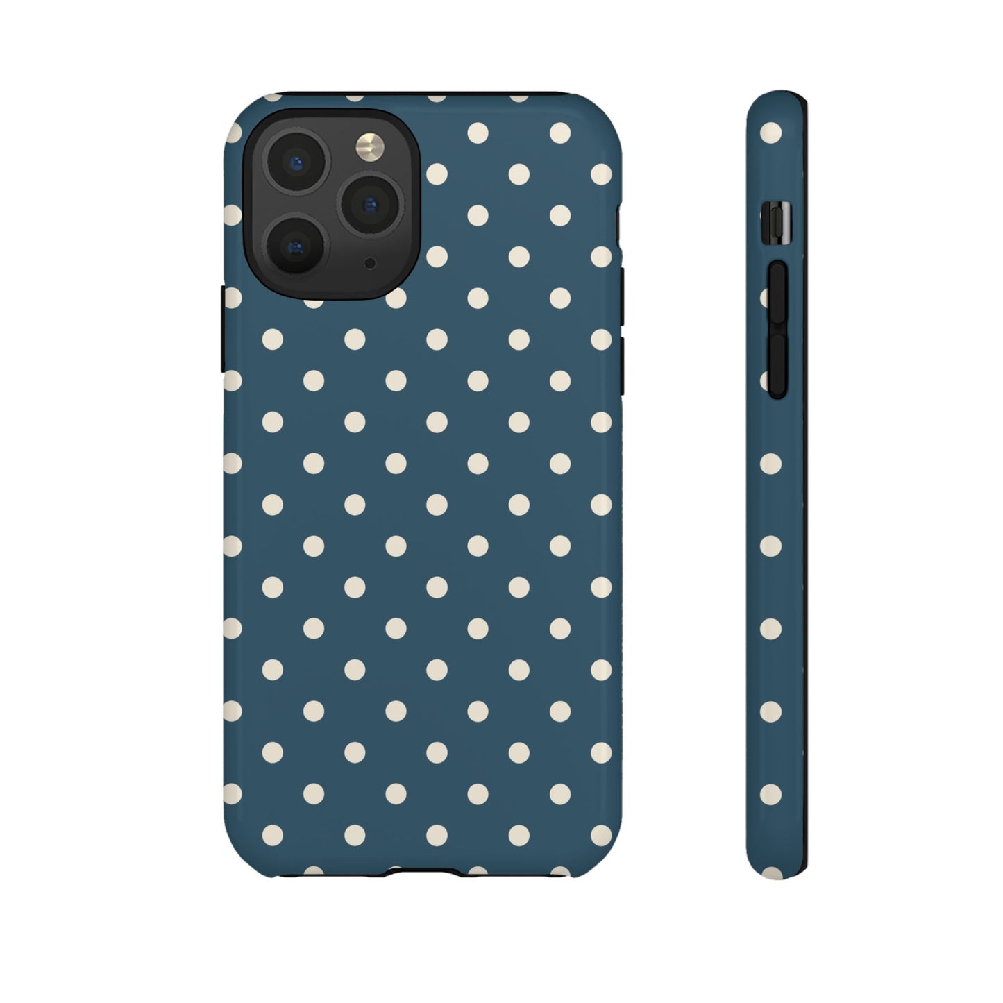 iPhone 11 Pro / Glossy Phone Case - ’Blue & White Dot Pattern’ Phone Case