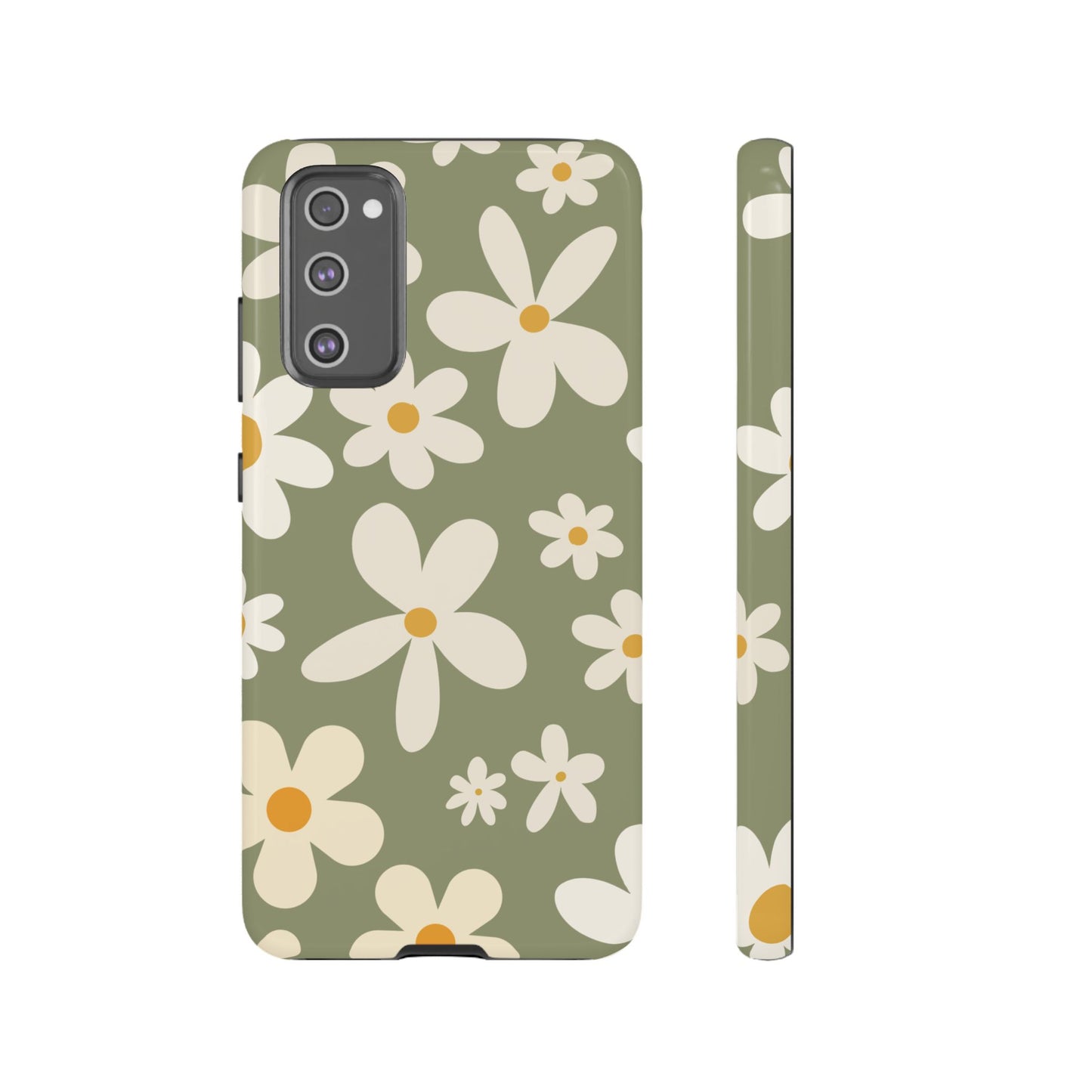 Samsung Galaxy S20 FE / Glossy Phone Case - ’Green Daisy Pattern’ Phone Case