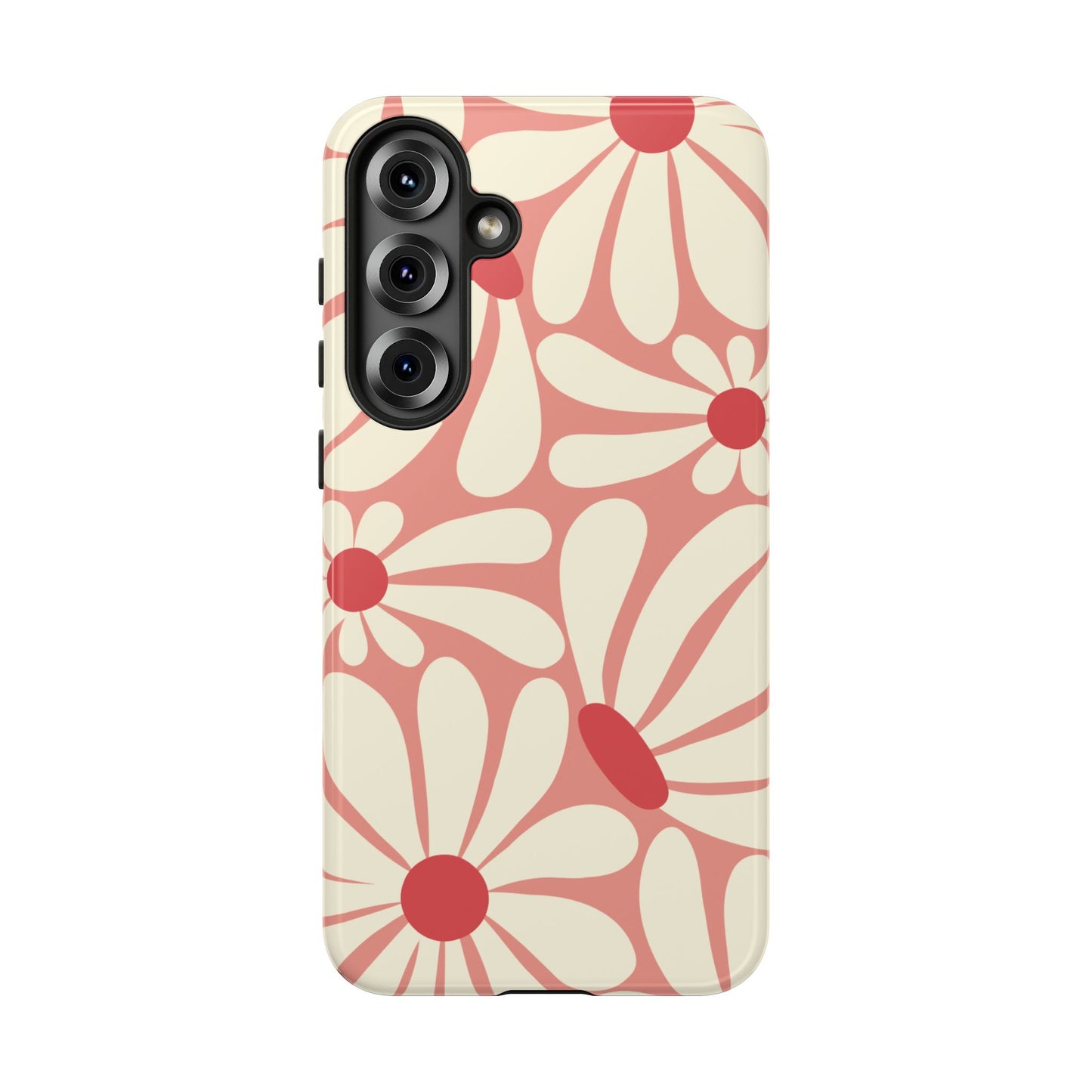 Samsung Galaxy S25 Plus / Glossy Phone Case - ’Retro Pink Daisy Pattern’ Phone Case