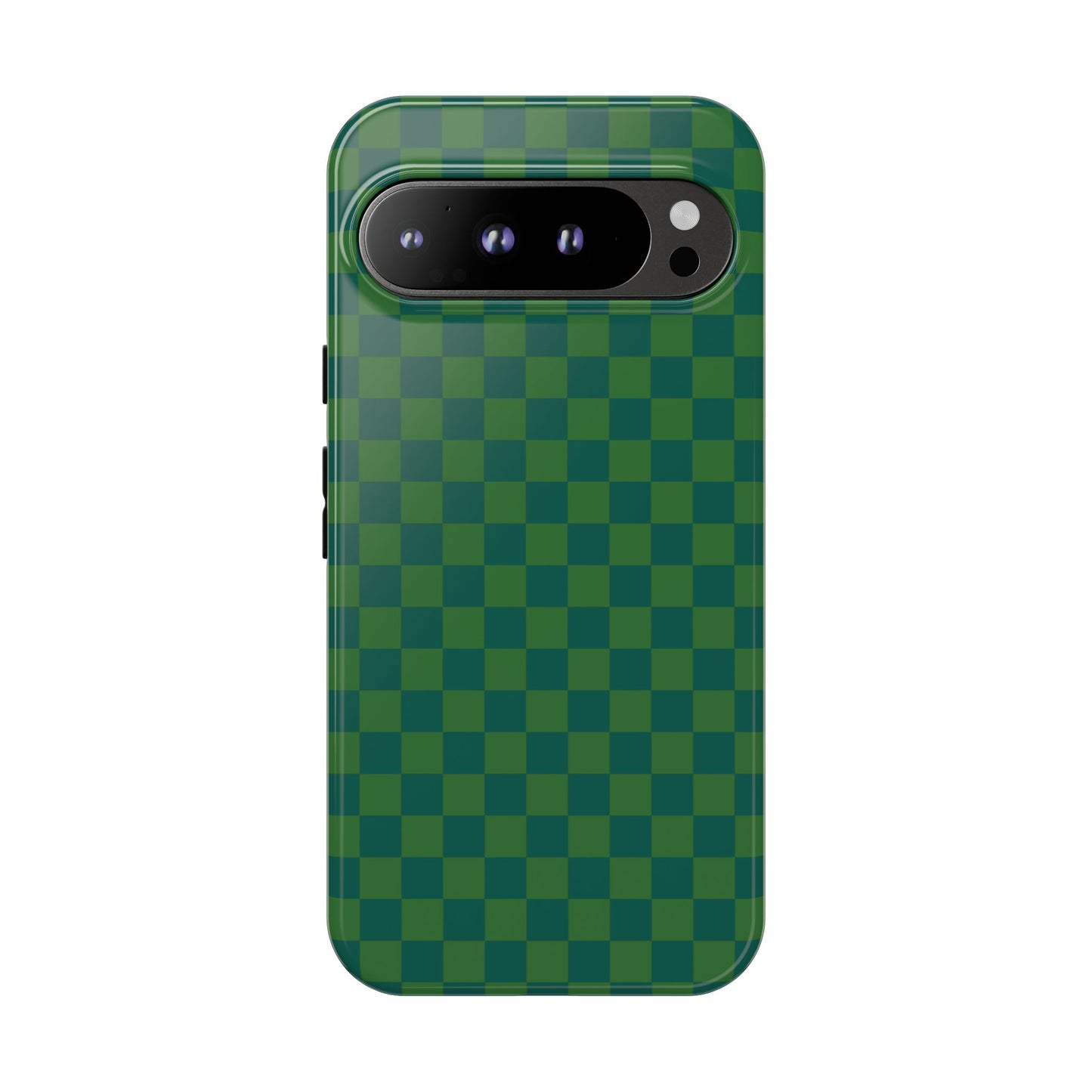 Google Pixel 9 Pro XL / Glossy Phone Case - ’Bold Green Checkered Pattern’ Phone Case