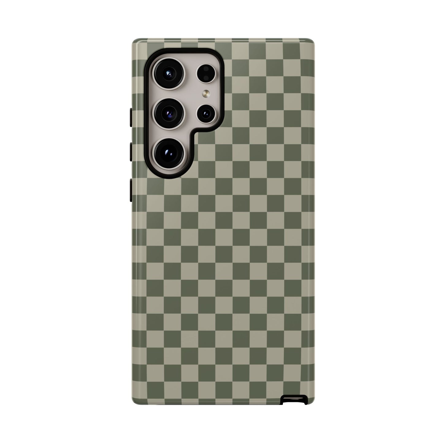 Samsung Galaxy S24 Ultra / Glossy Phone Case - ’Bold Olive Green Checkered Pattern’ Phone Case