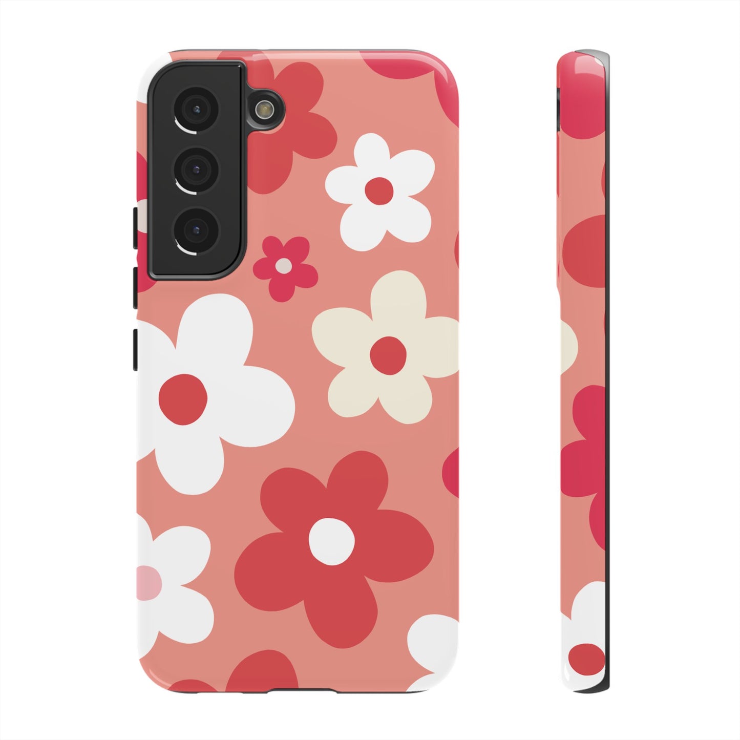 Samsung Galaxy S22 / Glossy Phone Case - ’Pink Daisy Pattern’ Phone Case