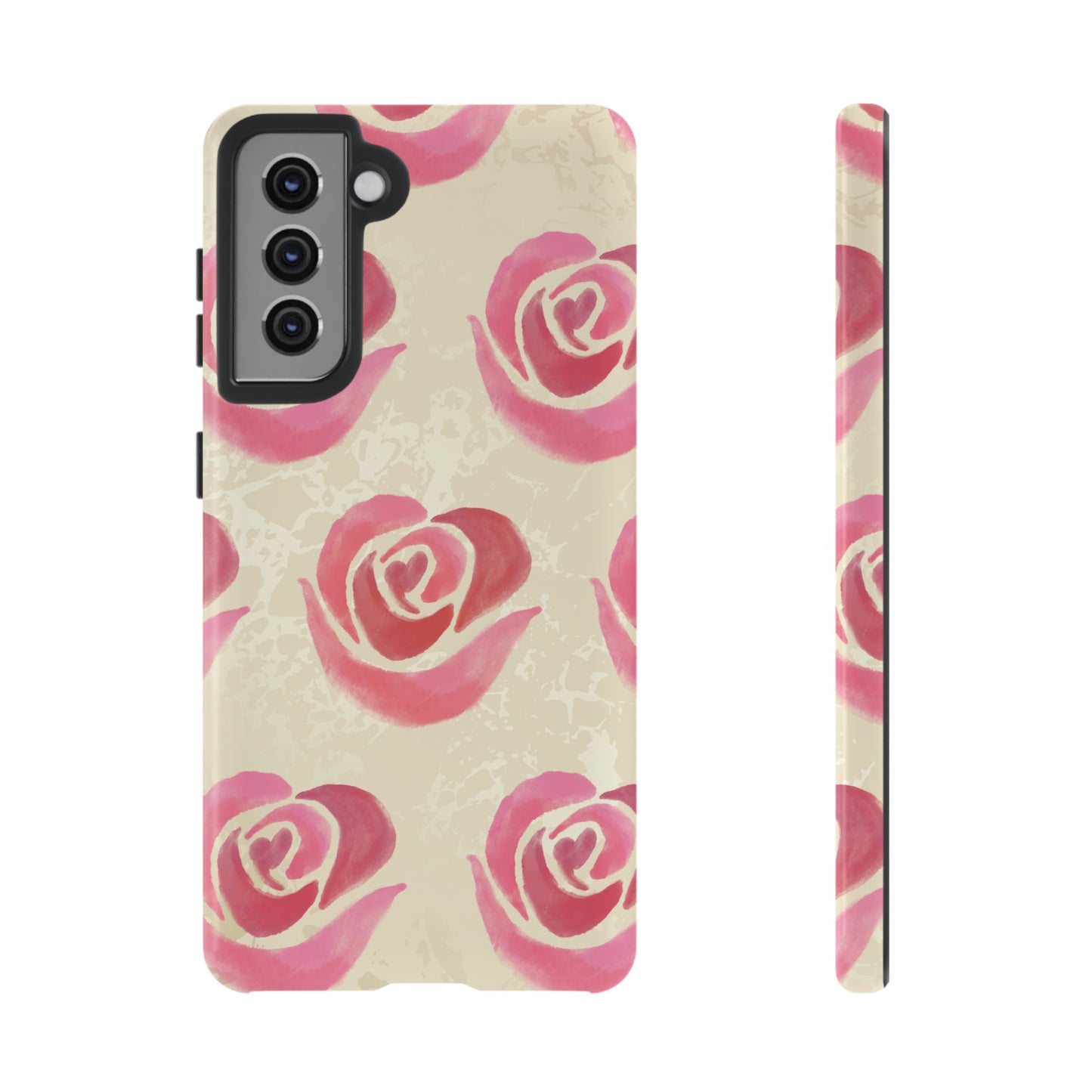 Samsung Galaxy S21 / Glossy Phone Case - ’Pink Rose Pattern’ Phone Case