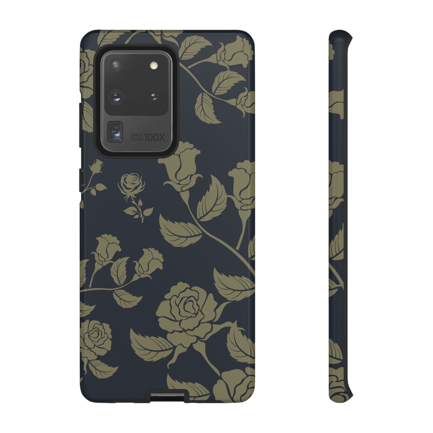 Samsung Galaxy S20 Ultra / Glossy Phone Case - ’Blue & Olive Rose Pattern’ Phone Case