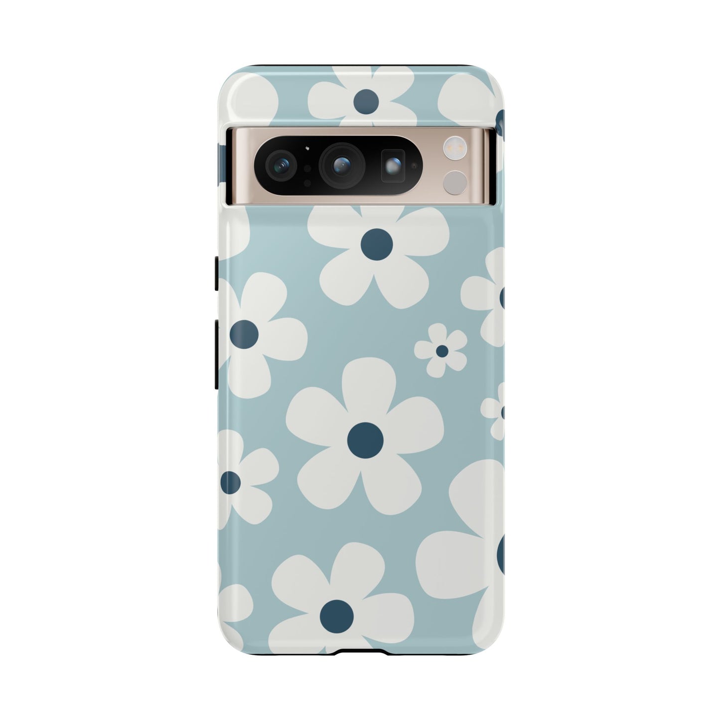 Google Pixel 8 Pro / Glossy Phone Case - Cute Light Blue Daisy Pattern Phone Case