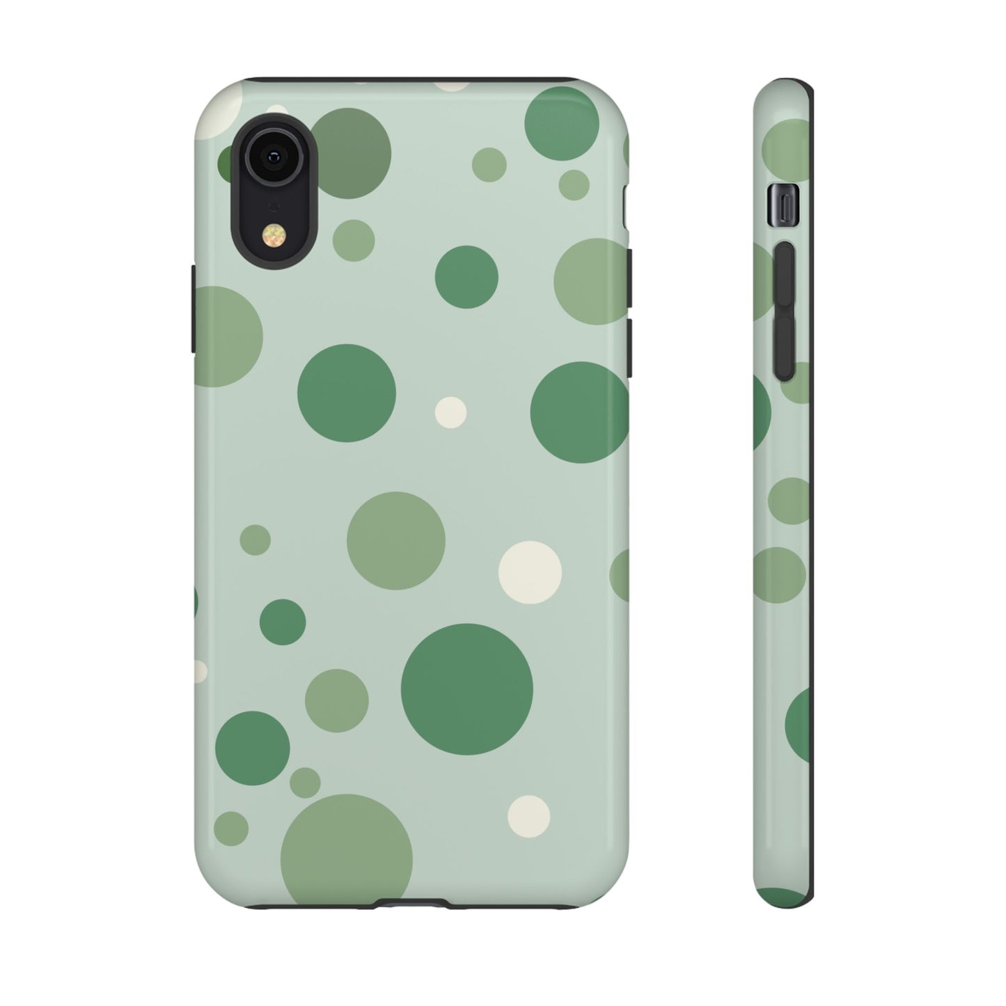 iPhone XR / Glossy Phone Case - ’Bold Green Dot Pattern’ Phone Case