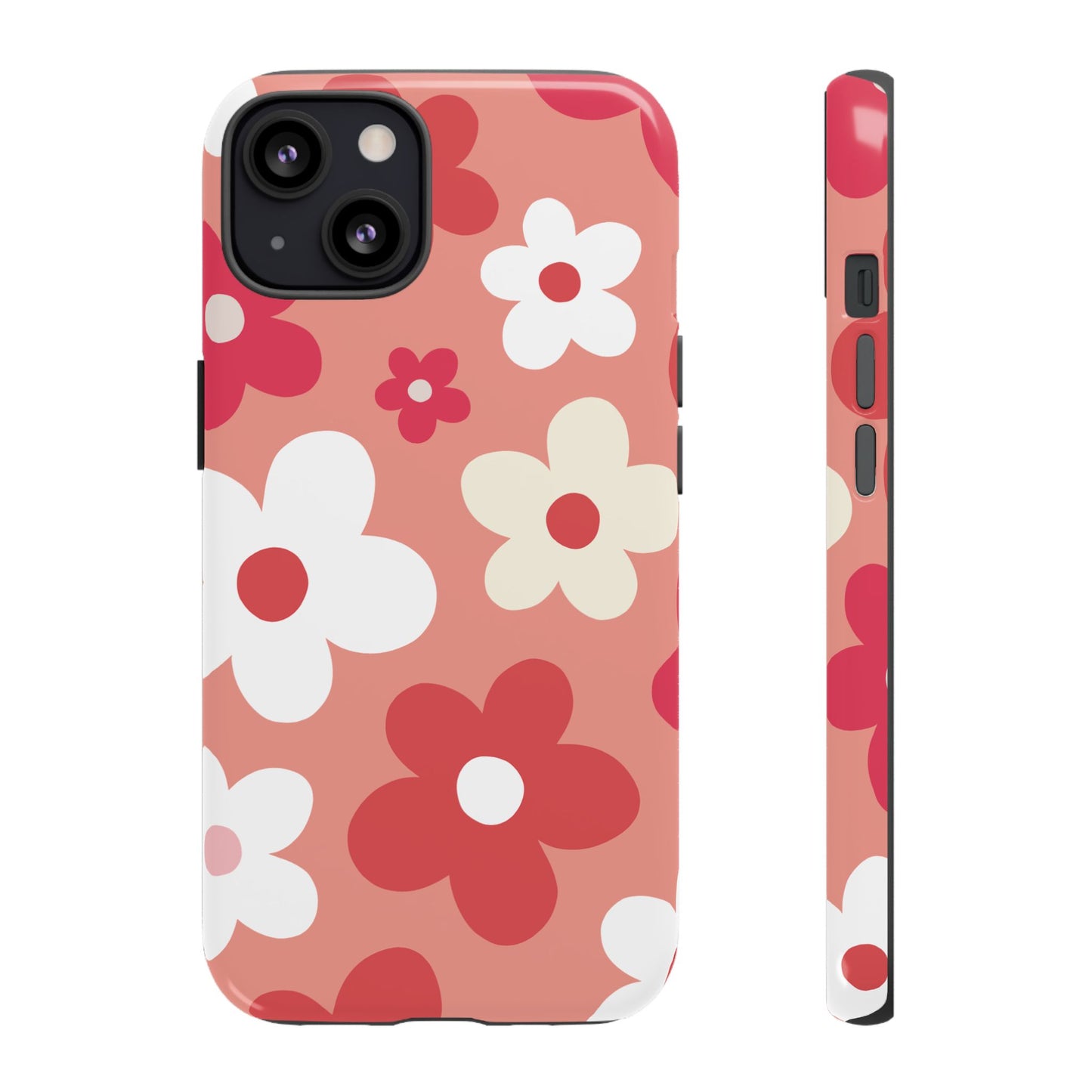 iPhone 13 / Glossy Phone Case - ’Pink Daisy Pattern’ Phone Case