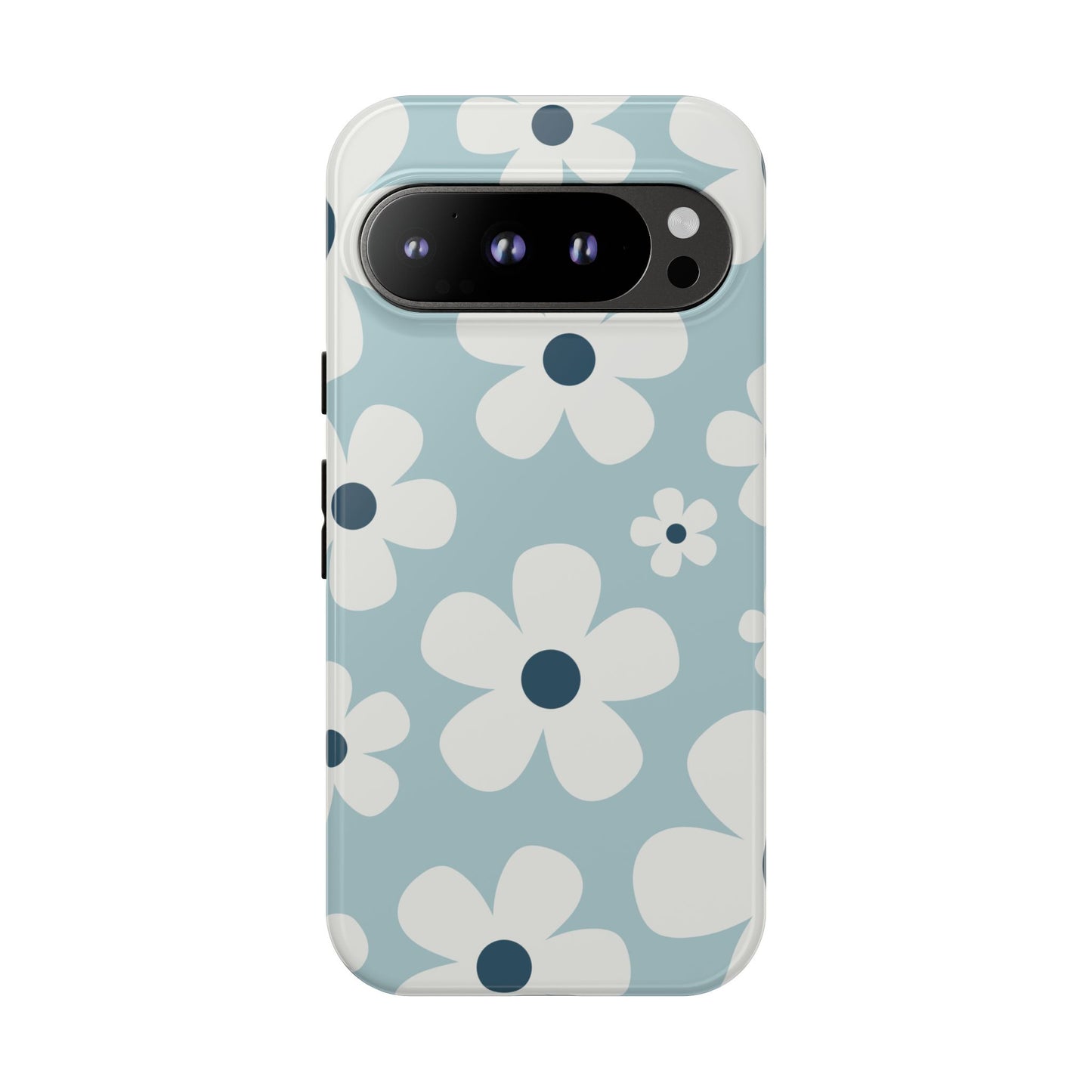 Google Pixel 9 Pro / Glossy Phone Case - Cute Light Blue Daisy Pattern Phone Case
