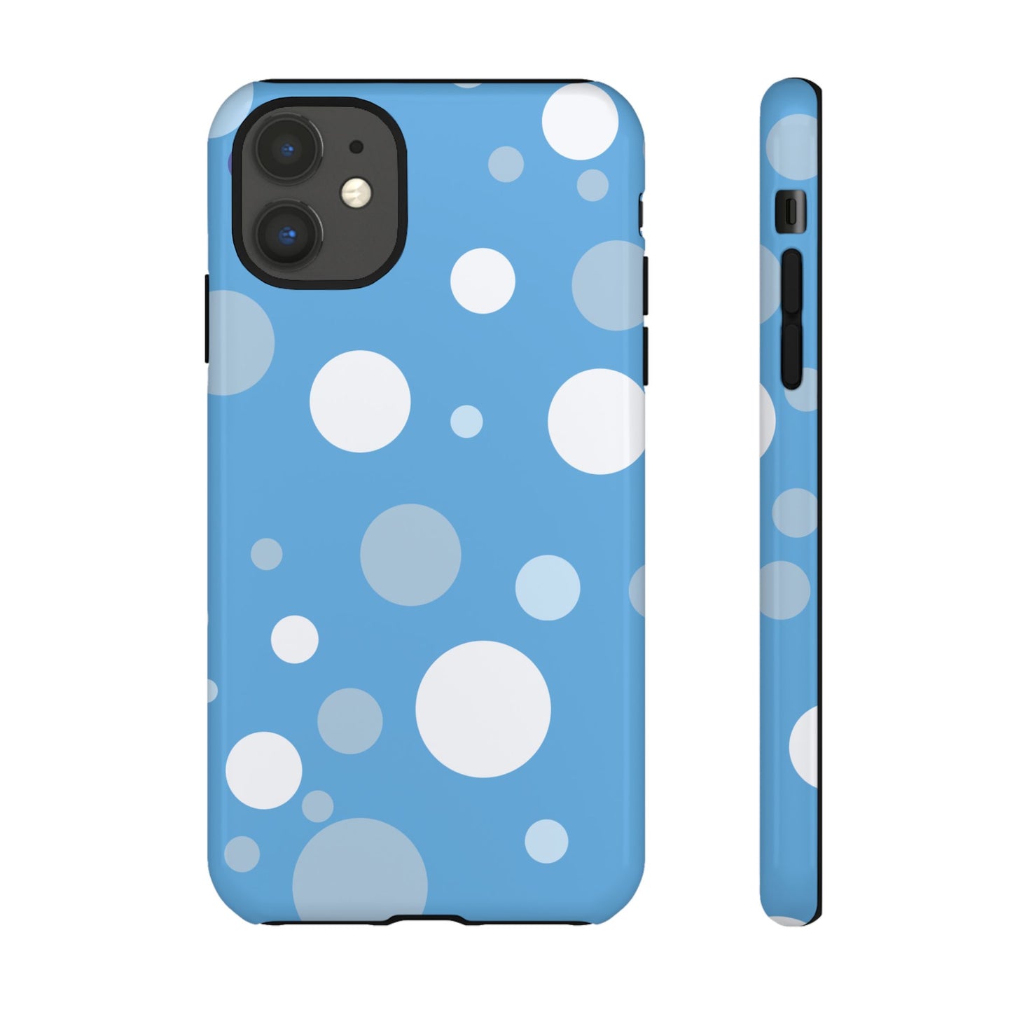iPhone 11 / Glossy Phone Case - ’Bold Blue with White Dot Pattern’ Phone Case
