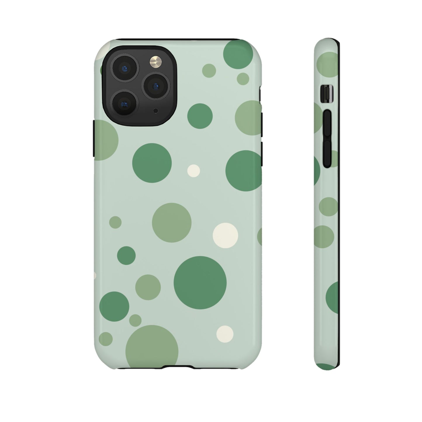iPhone 11 Pro / Glossy Phone Case - ’Bold Green Dot Pattern’ Phone Case