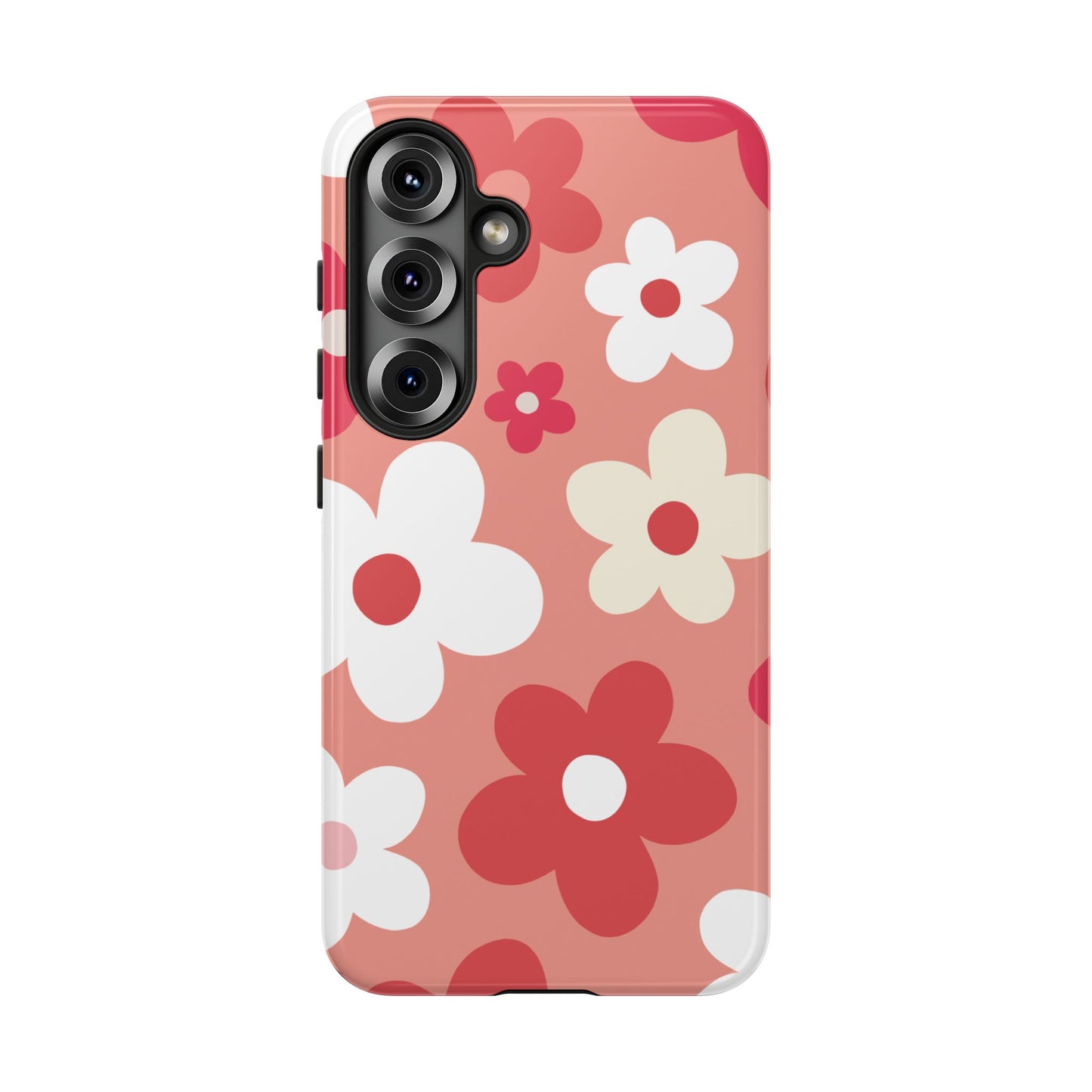 Samsung Galaxy S25 / Glossy Phone Case - ’Pink Daisy Pattern’ Phone Case