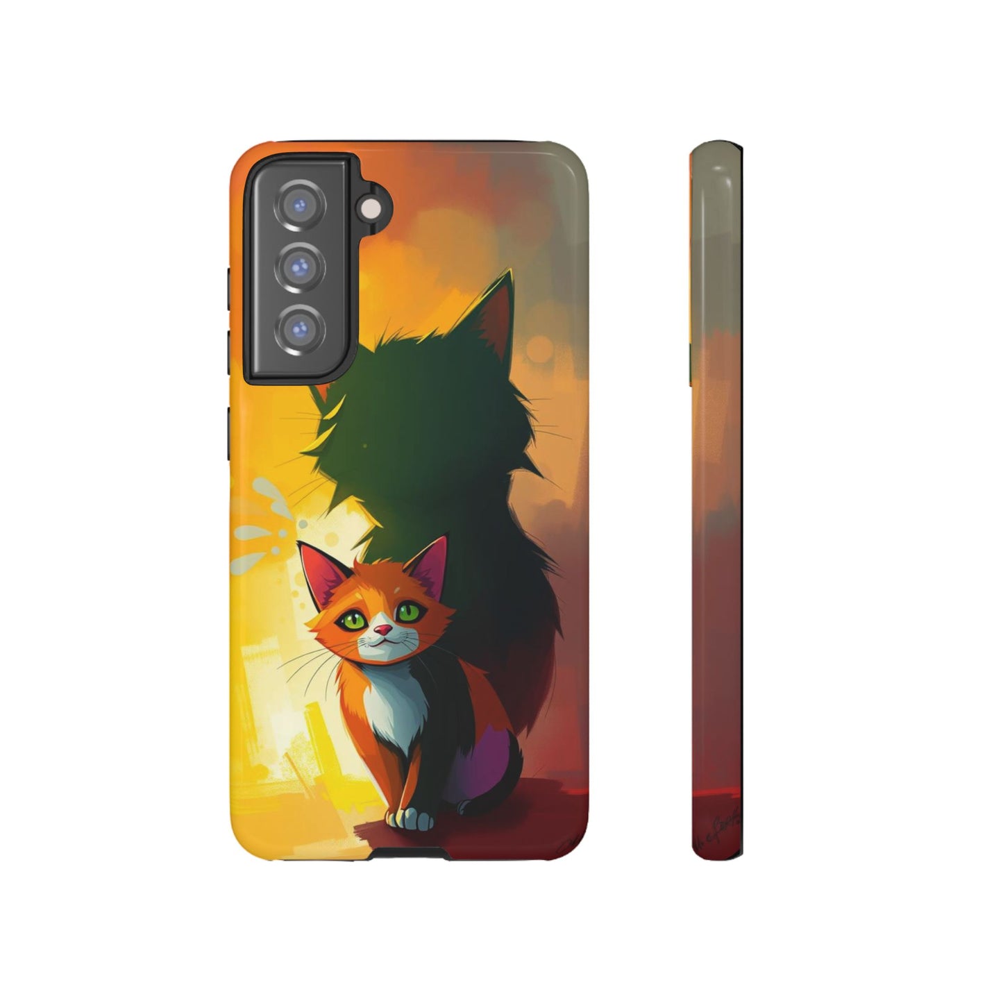 Acrylic Style Shadow Cat Design Phone Case