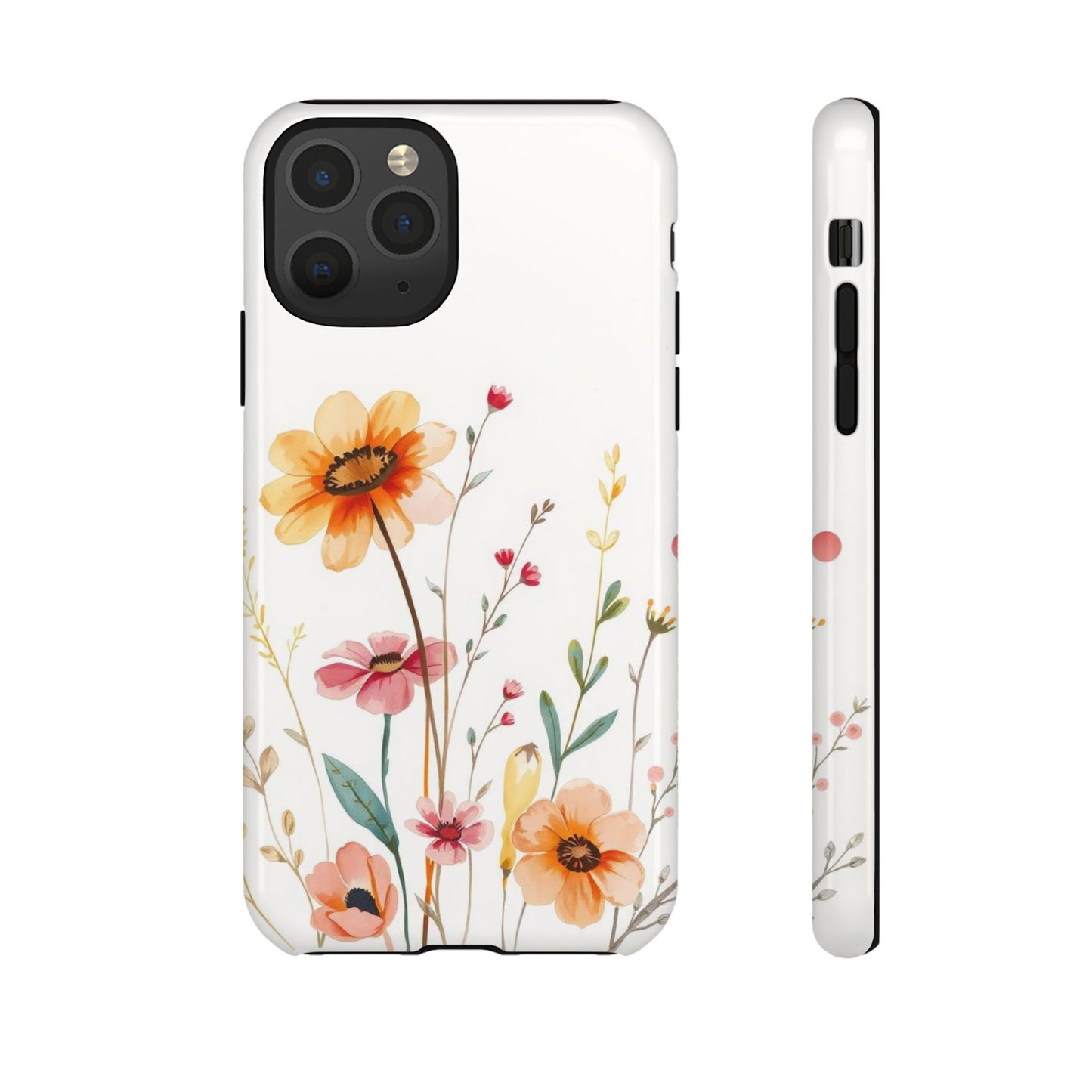 iPhone 11 Pro / Glossy Phone Case - Boho Chic Watercolour Wild Blooms Pattern Phone Case