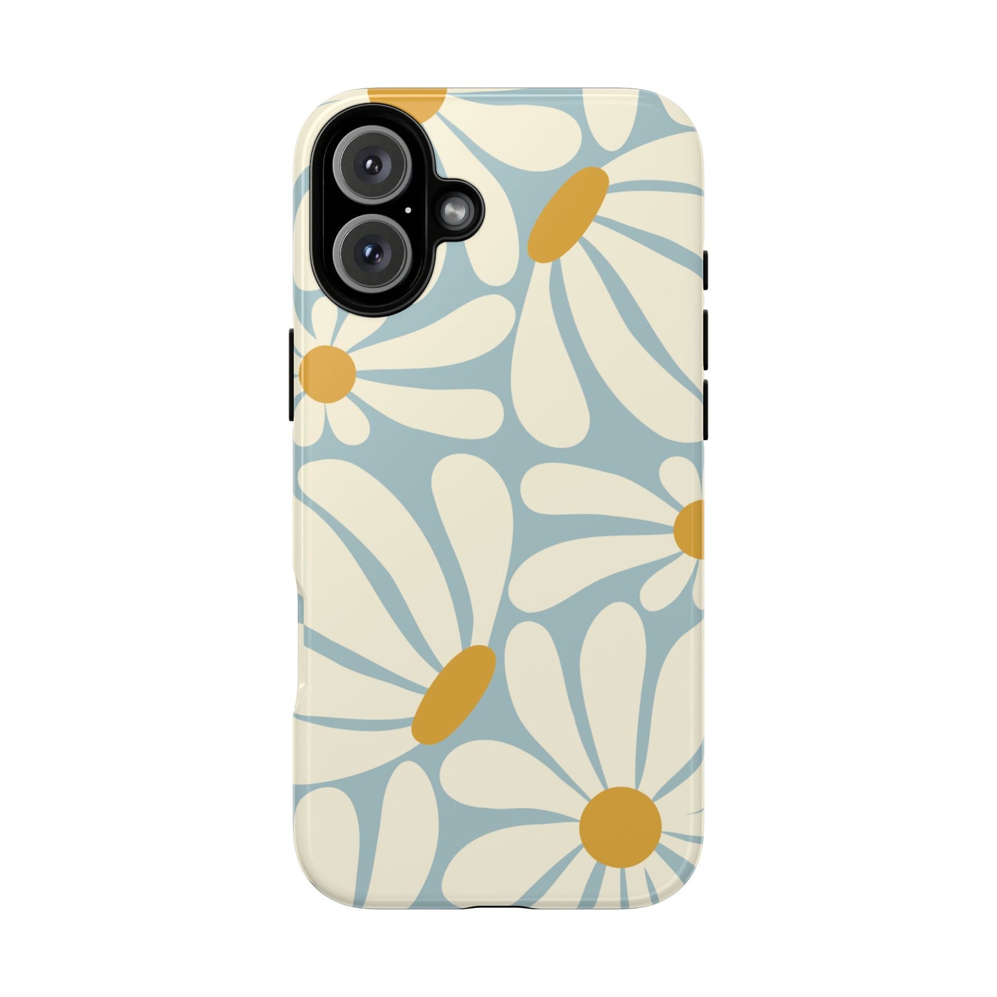 iPhone 16 Plus / Glossy Phone Case - ’Retro Blue Daisy Pattern’ Phone Case